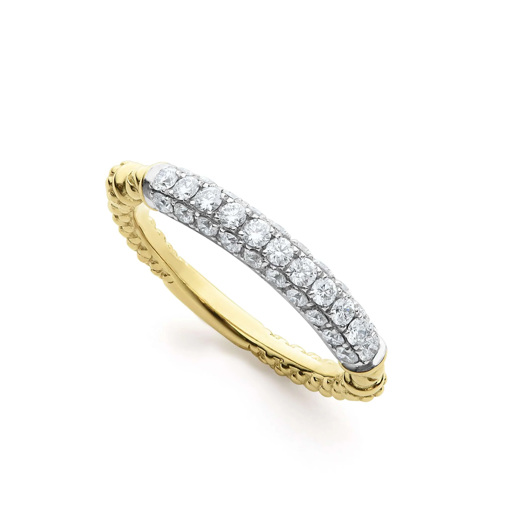 Caviar Gold Studio 18K Caviar Gold Pave Diamond Stacking Ring