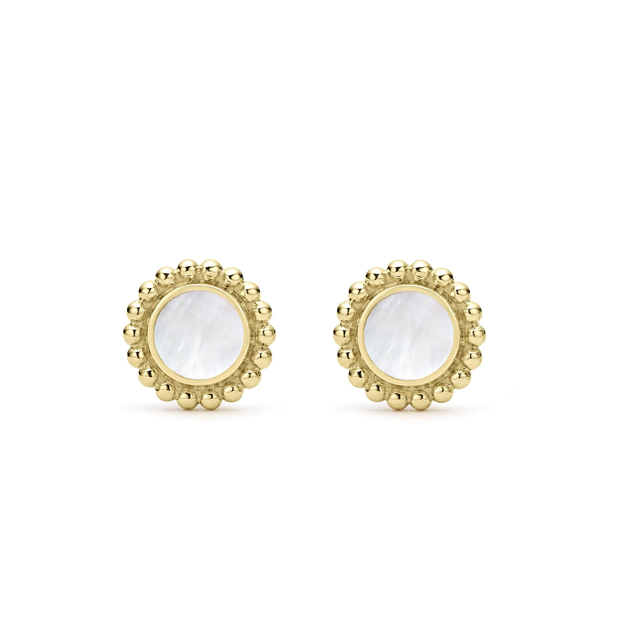 Covet Round Mother of Pearl Stud Earrings - Image 3