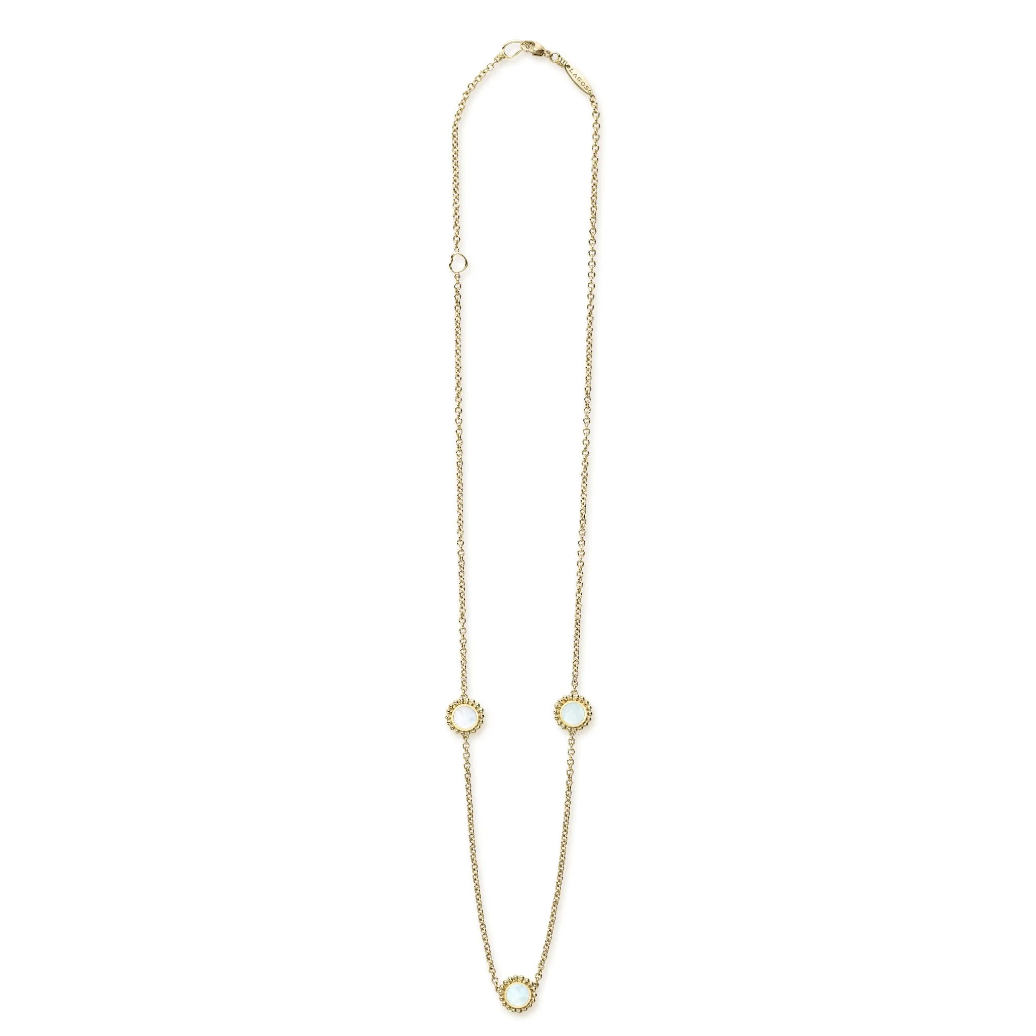 Covet Three Station Round Mother of Pearl Necklace