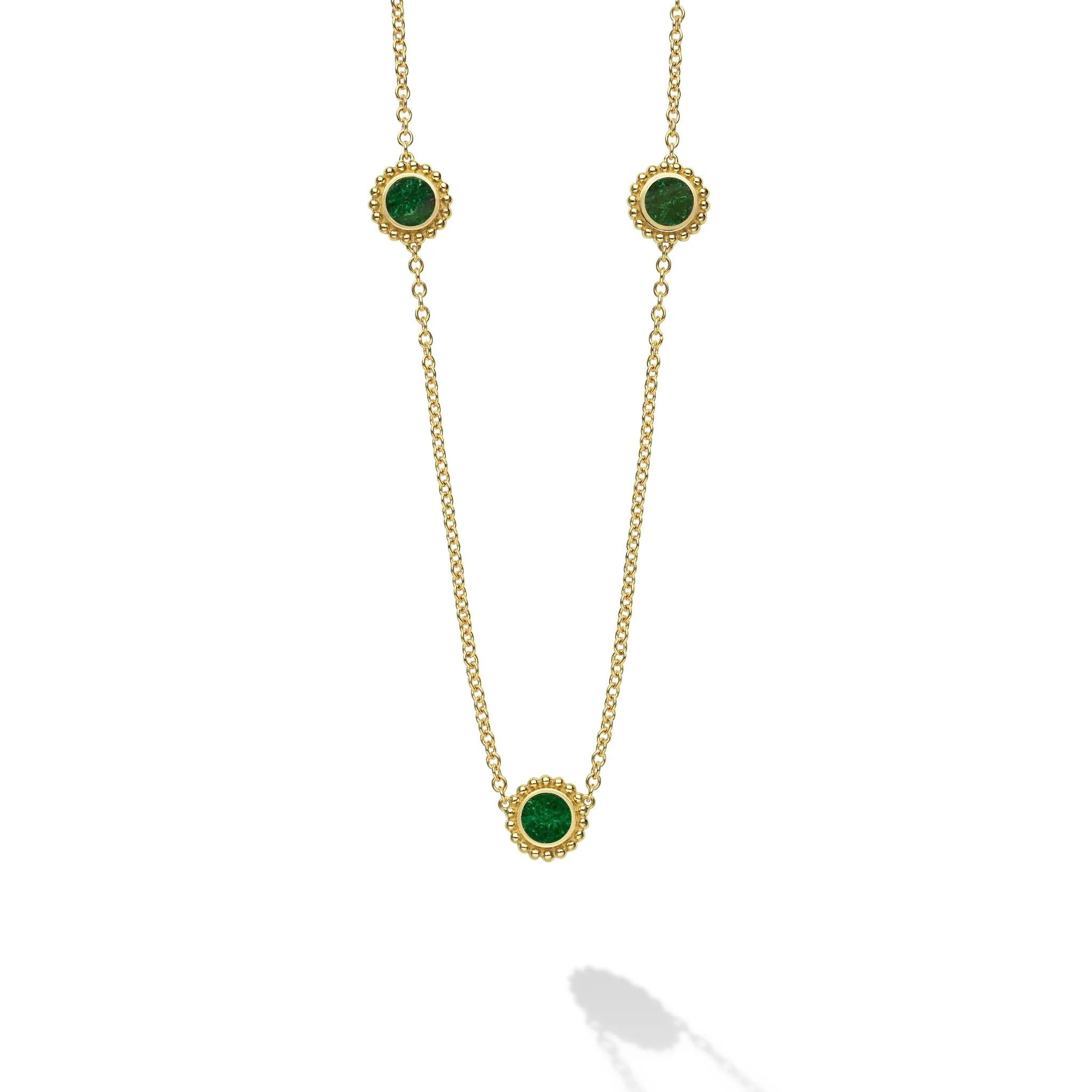Covet Three Station Round Jade Necklace