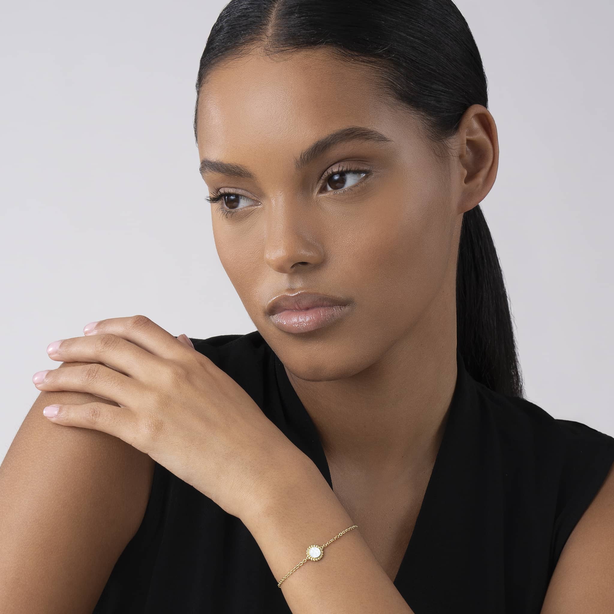 Covet Single Station Round Mother of Pearl Bracelet - Image 2