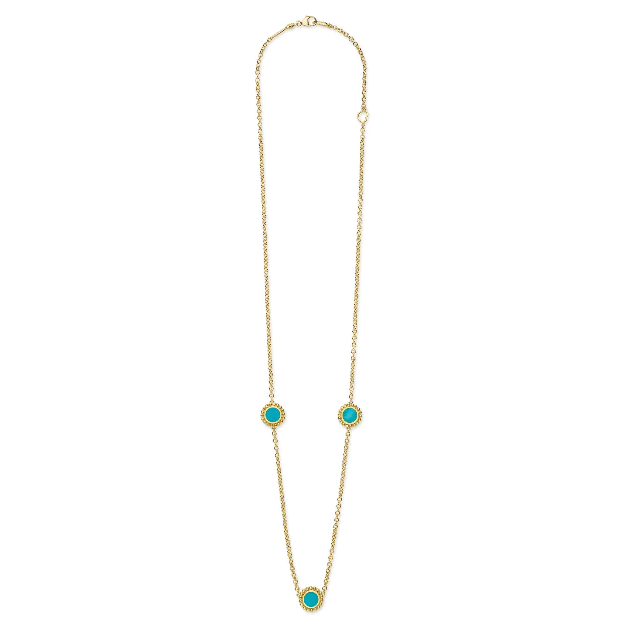 Covet 18K gold 3-station turquoise necklace - Image 7