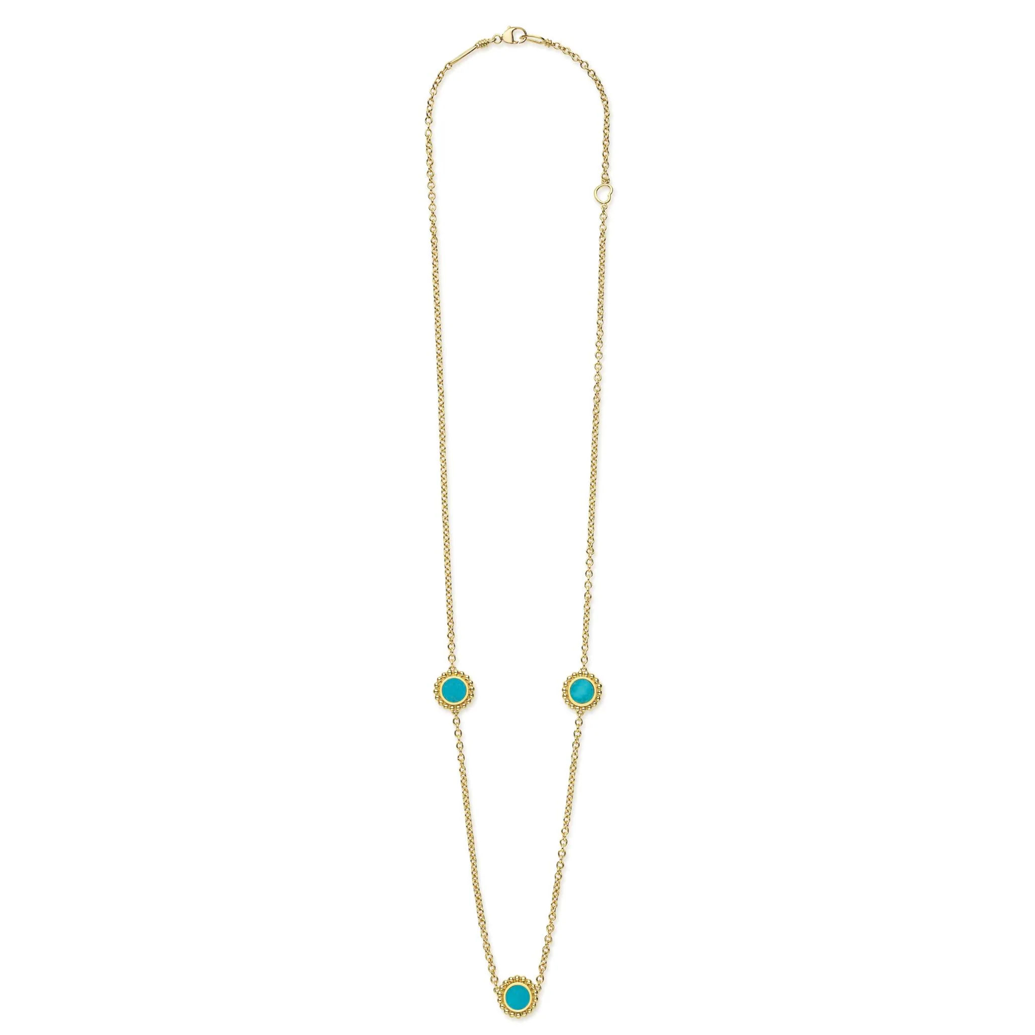 Covet 18K gold 3-station turquoise necklace - Image 8