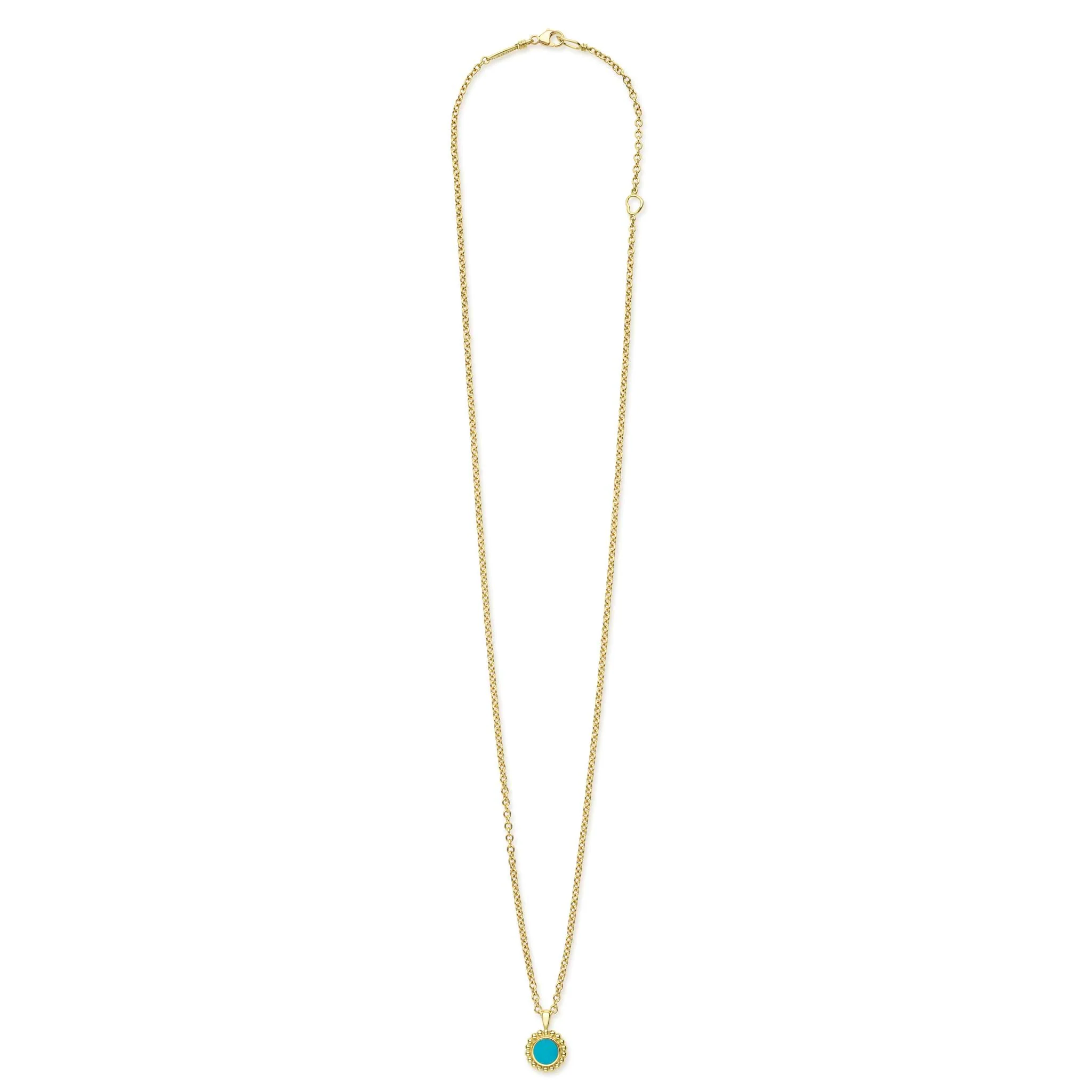 Covet 18K Gold Round Turquoise Pendant Necklace - Image 6