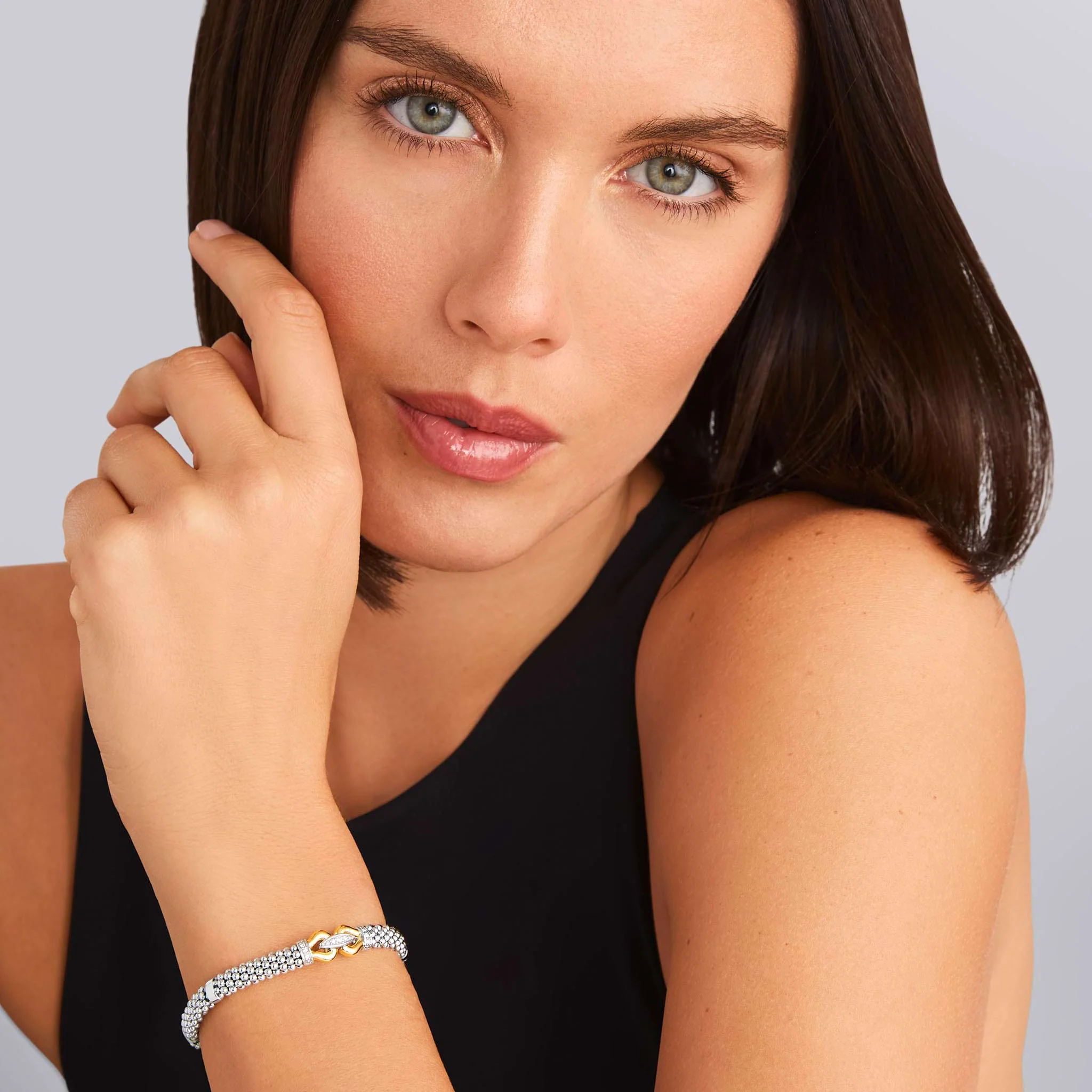 Derby Two-Tone Caviar Buckle Diamond Bracelet | 6mm - Image 2