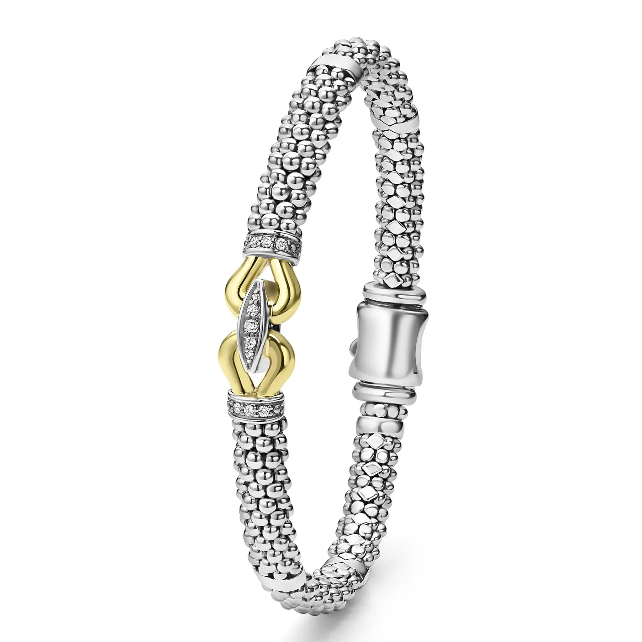Derby Two-Tone Caviar Buckle Diamond Bracelet | 6mm - Image 4
