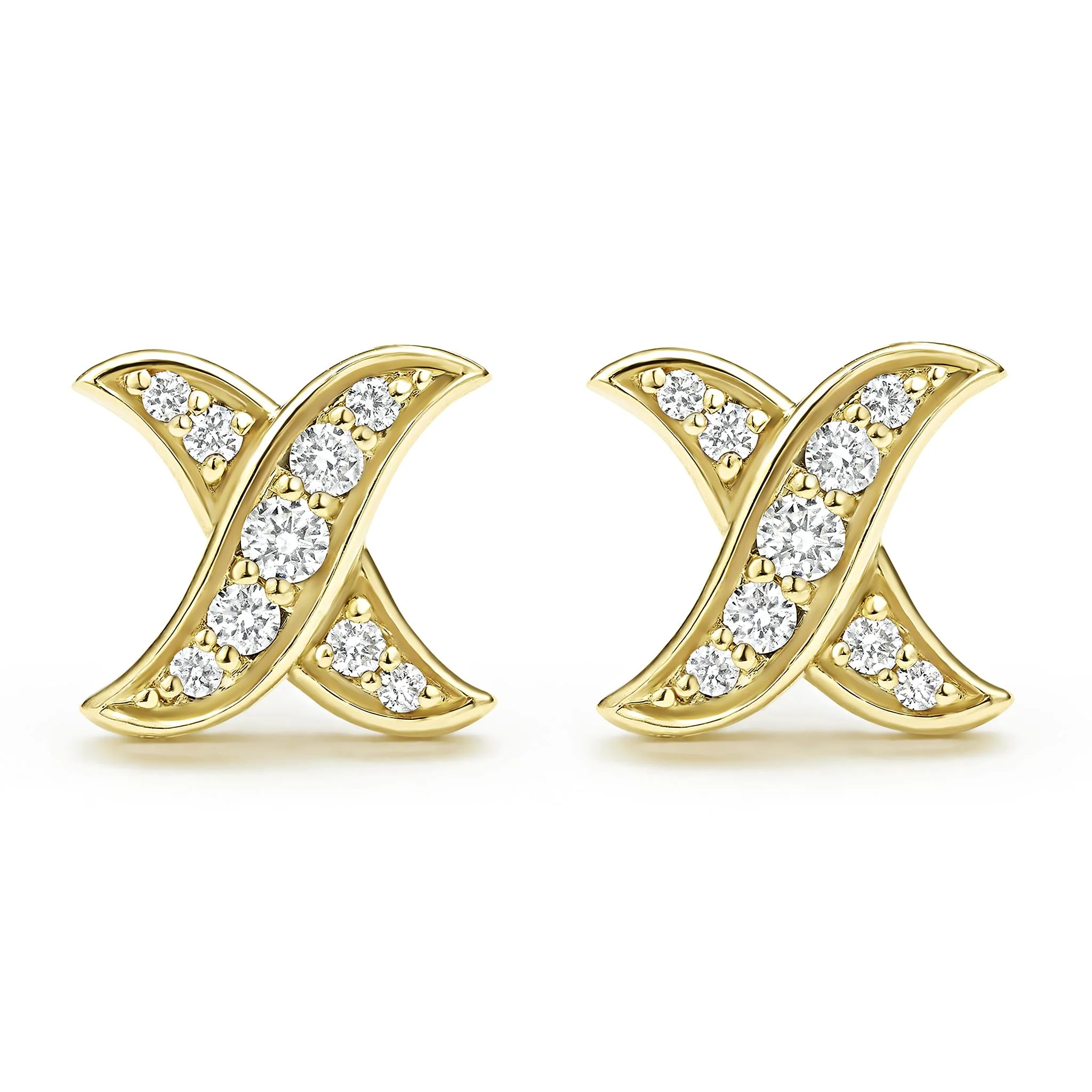 Embrace 18K Gold X Diamond Stud Earrings - Image 4