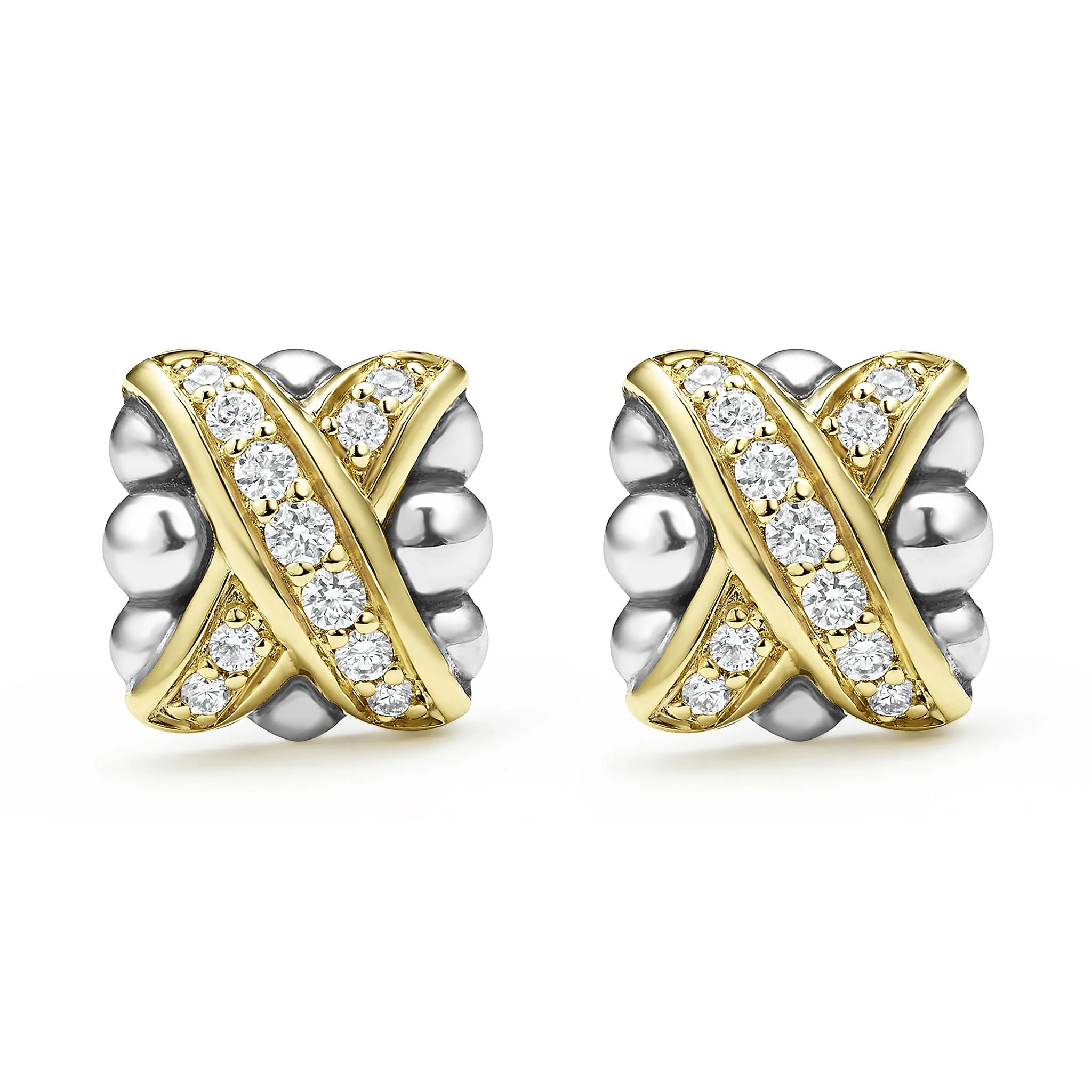 Embrace Two-Tone X Diamond Stud Earrings - Image 4