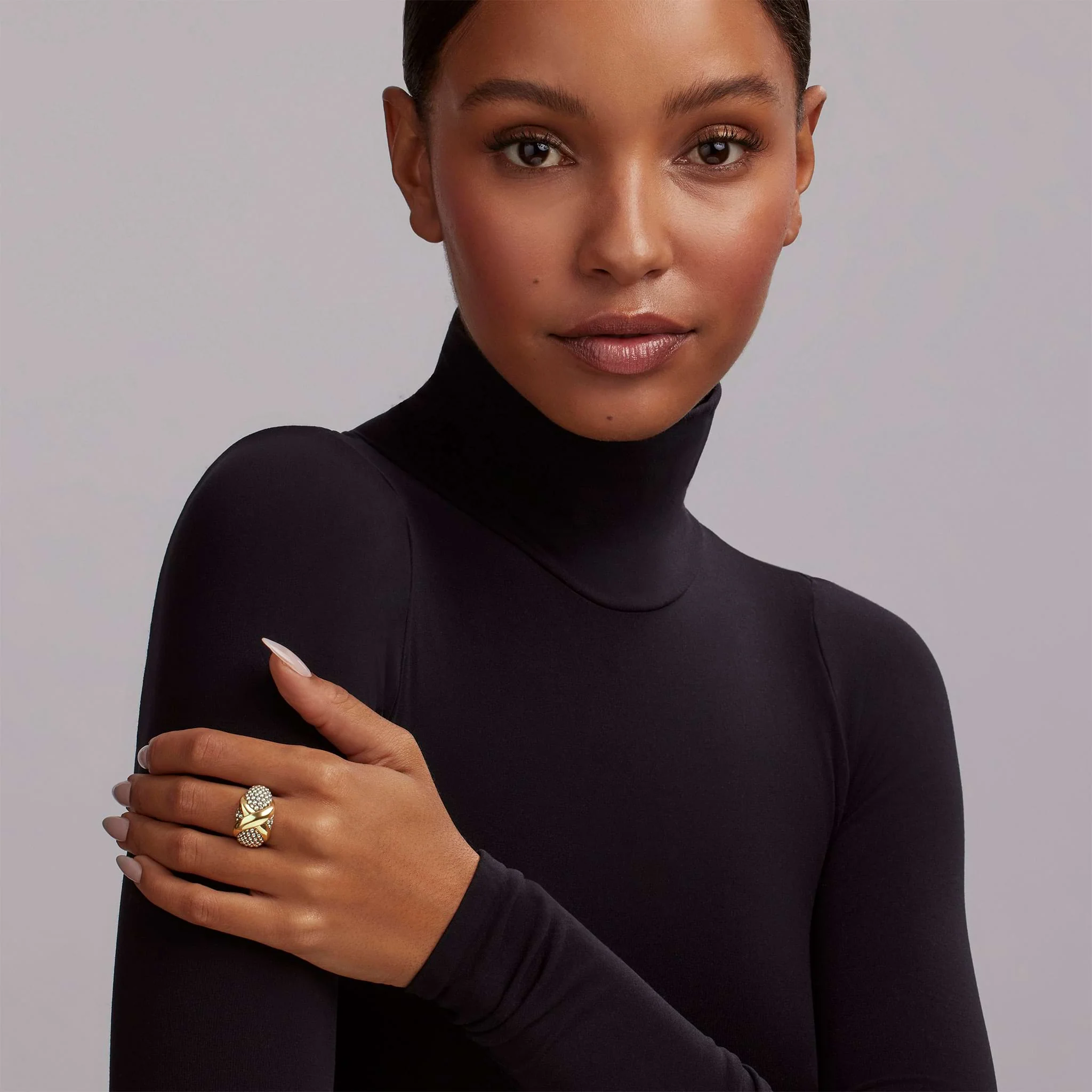Embrace Two-Tone X Caviar Dome Ring - Image 2