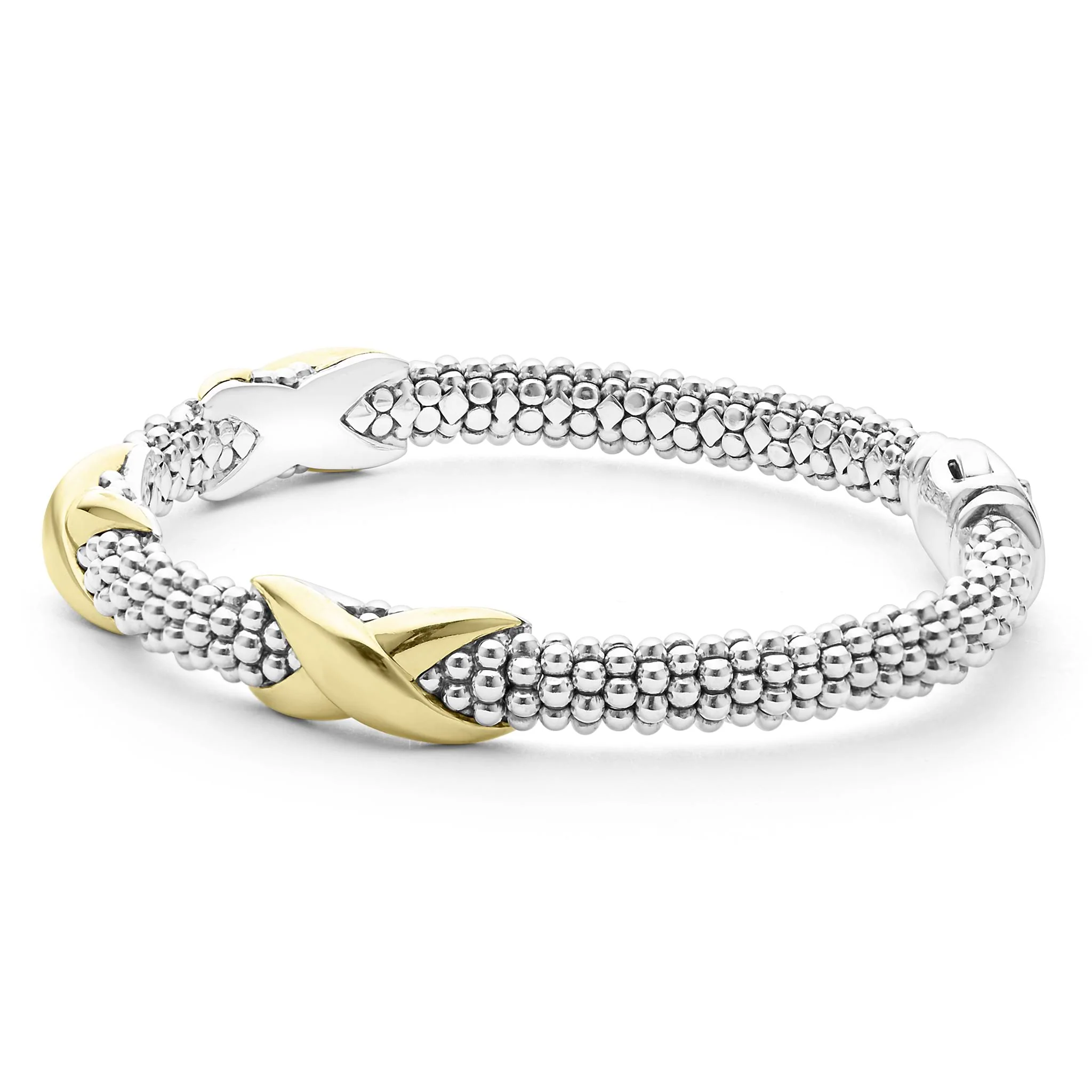 Embrace Two-Tone Large Three Station "X" Caviar Bracelet | 6mm - Image 3
