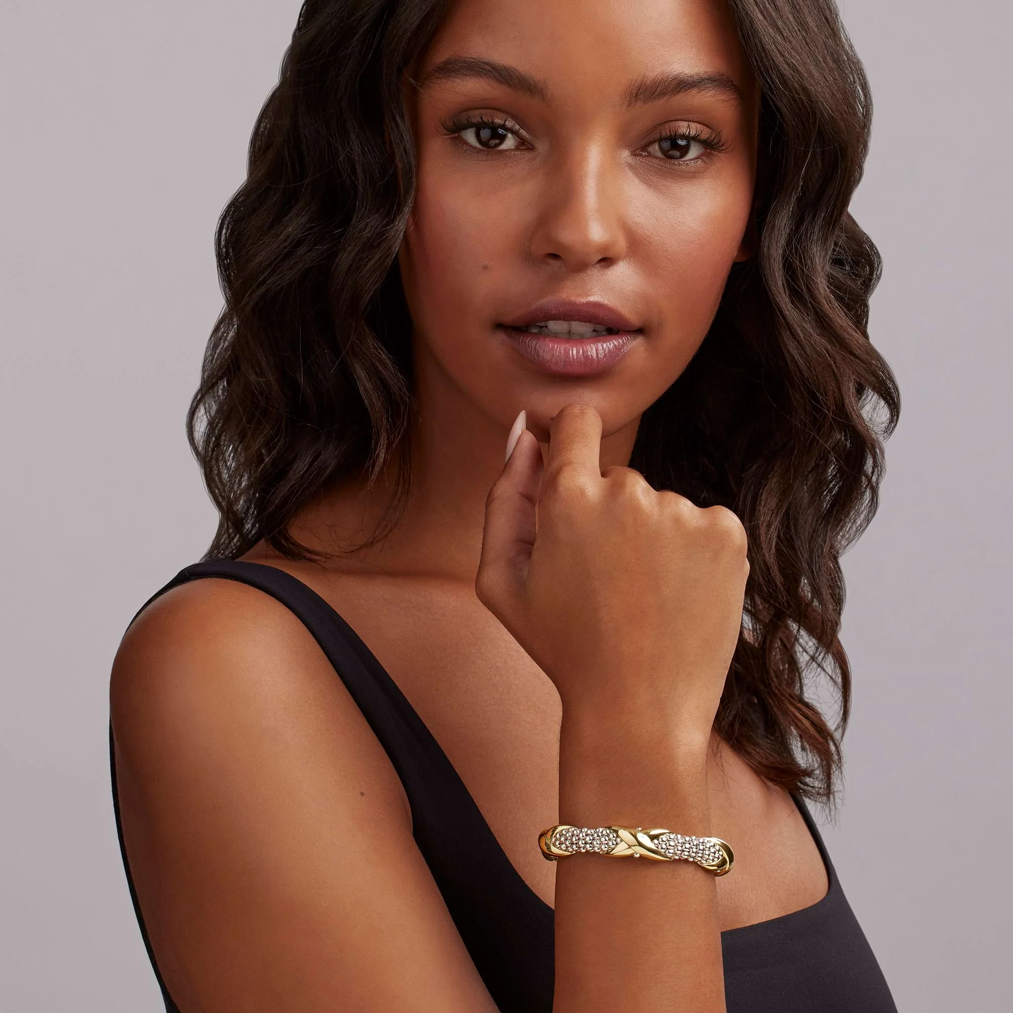 Embrace Two-Tone Large Three Station "X" Caviar Bracelet | 9mm - Image 2