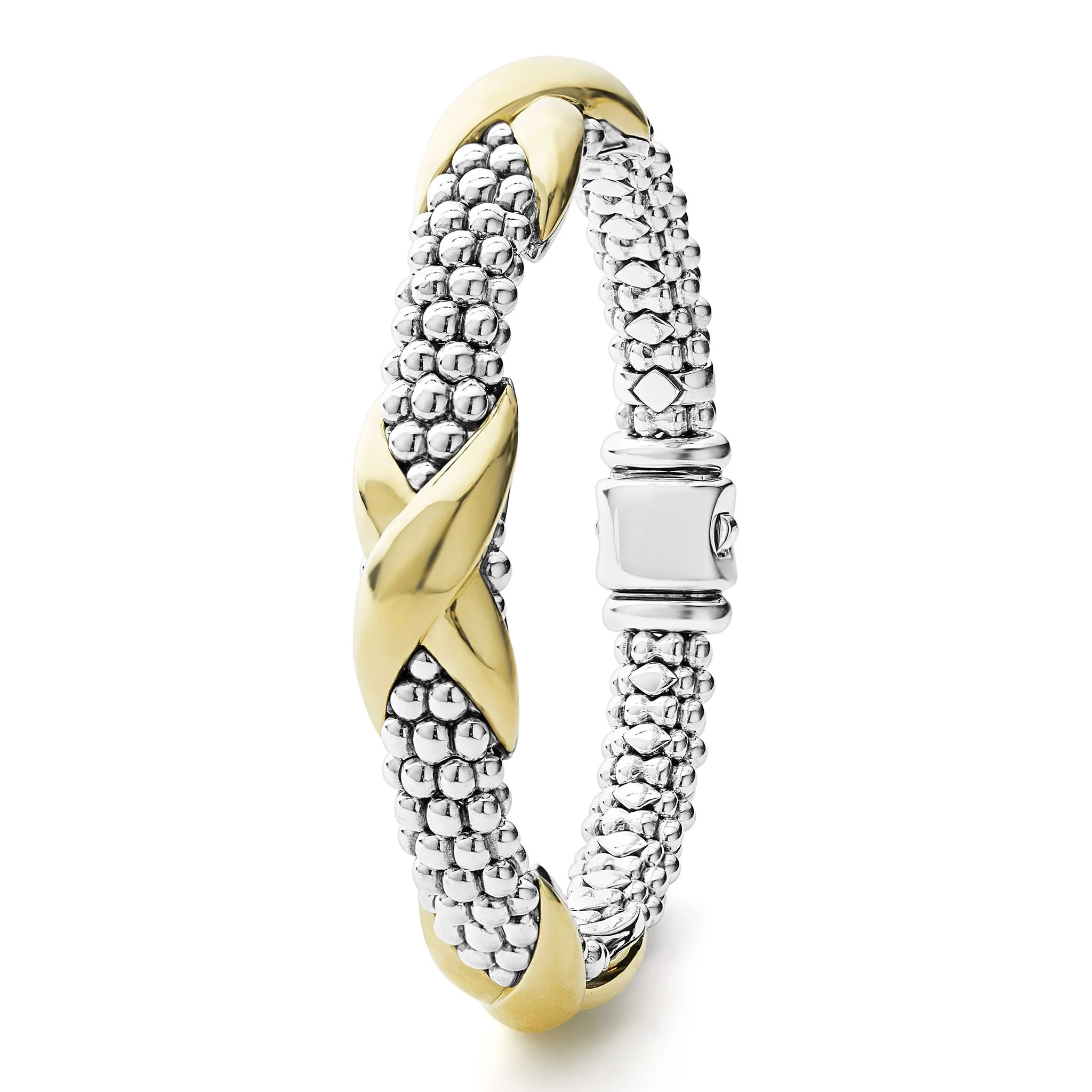 Embrace Two-Tone Large Three Station "X" Caviar Bracelet | 9mm - Image 4