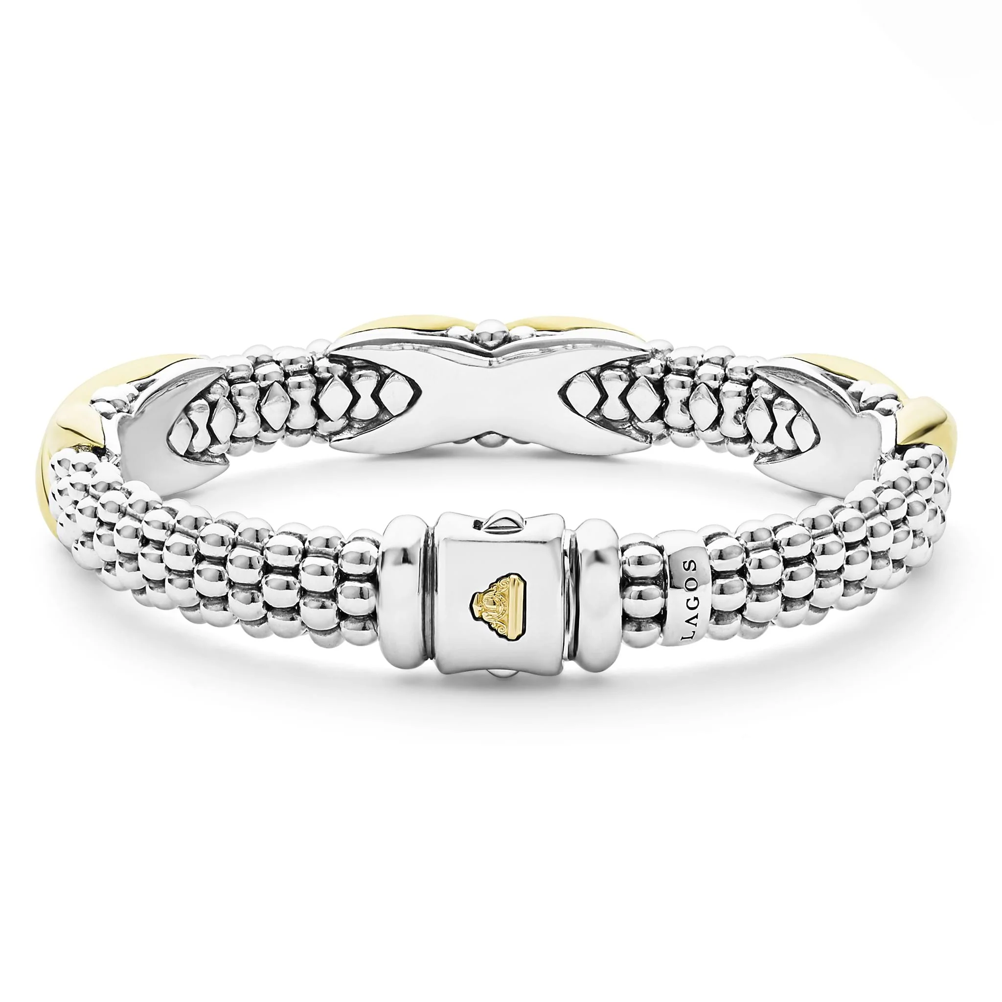 Embrace Two-Tone Large Three Station "X" Caviar Bracelet | 9mm - Image 5