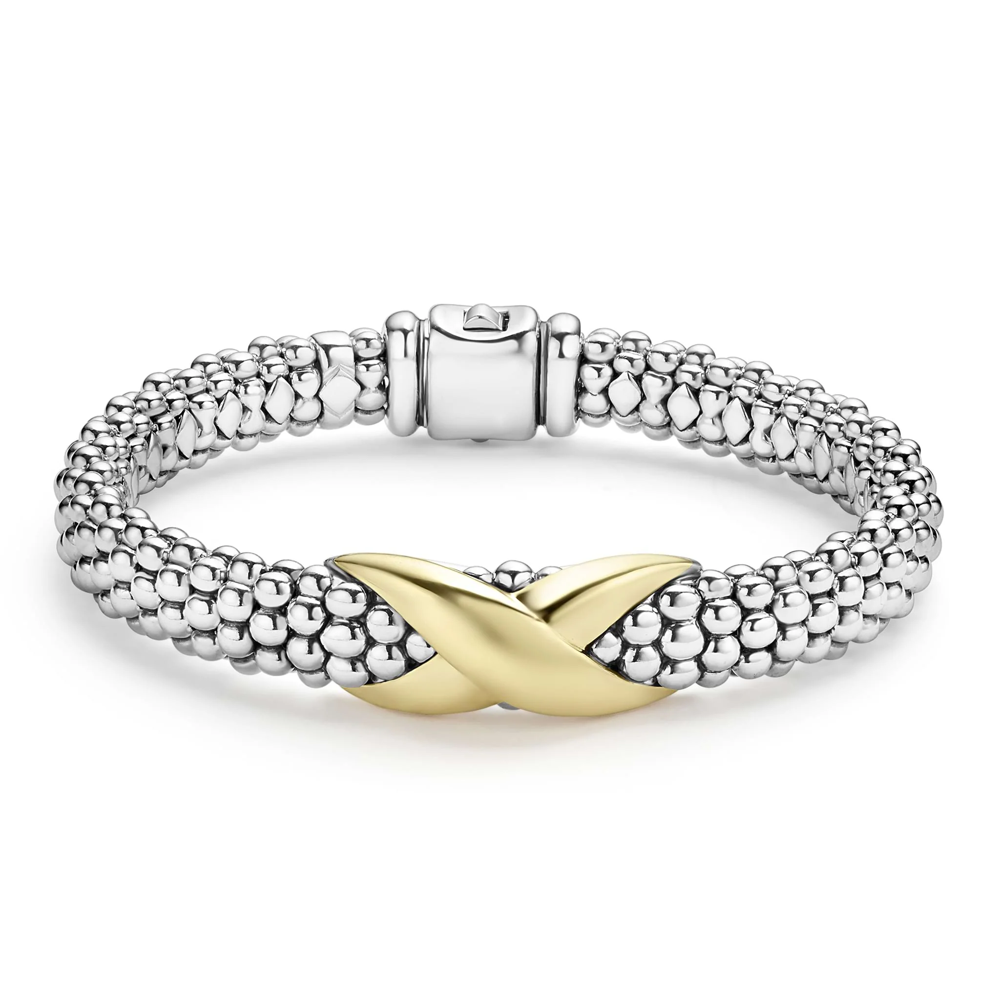Embrace Two-Tone "X" Caviar Bracelet | 9mm