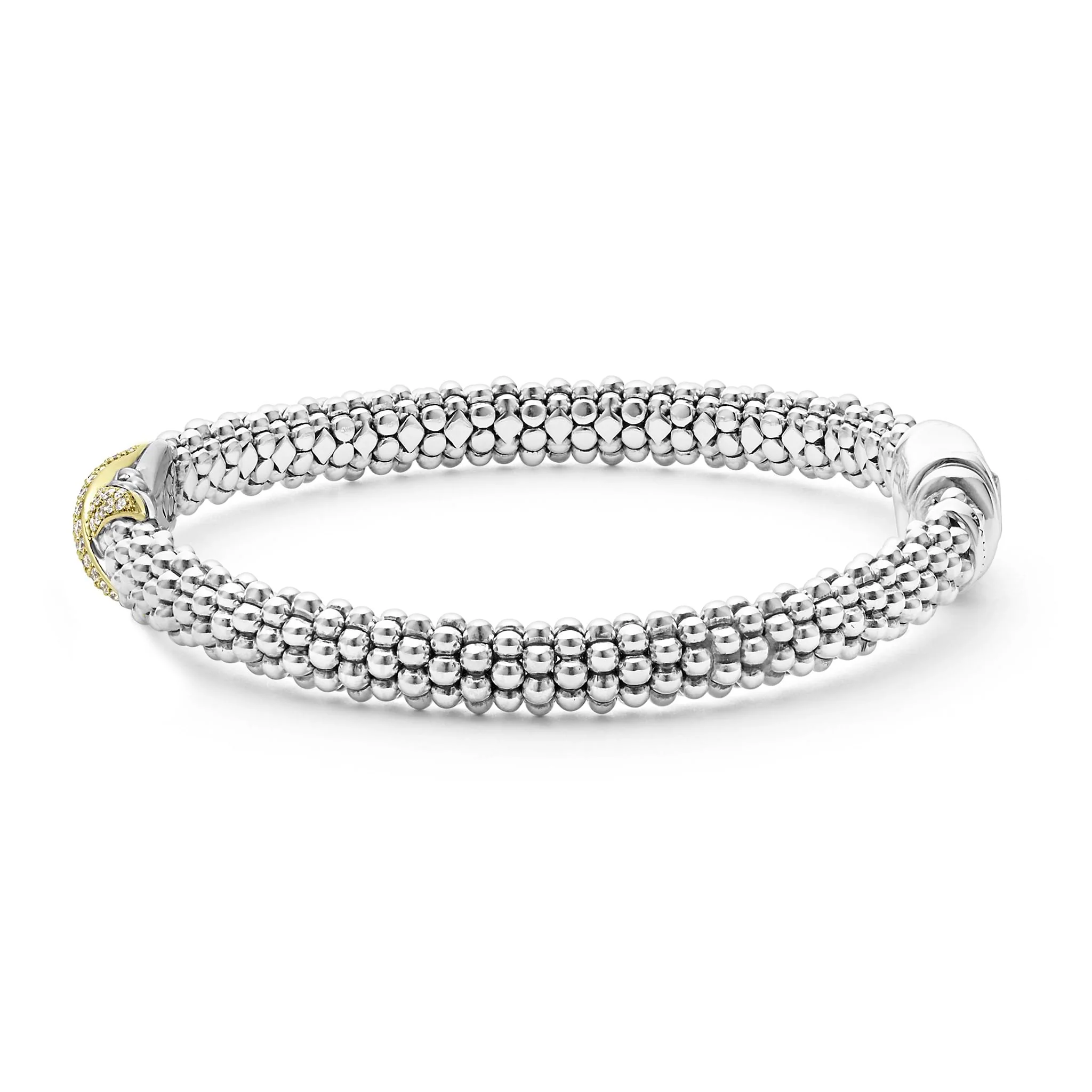 Embrace Two-Tone Diamond X Caviar Bracelet | 6mm - Image 3