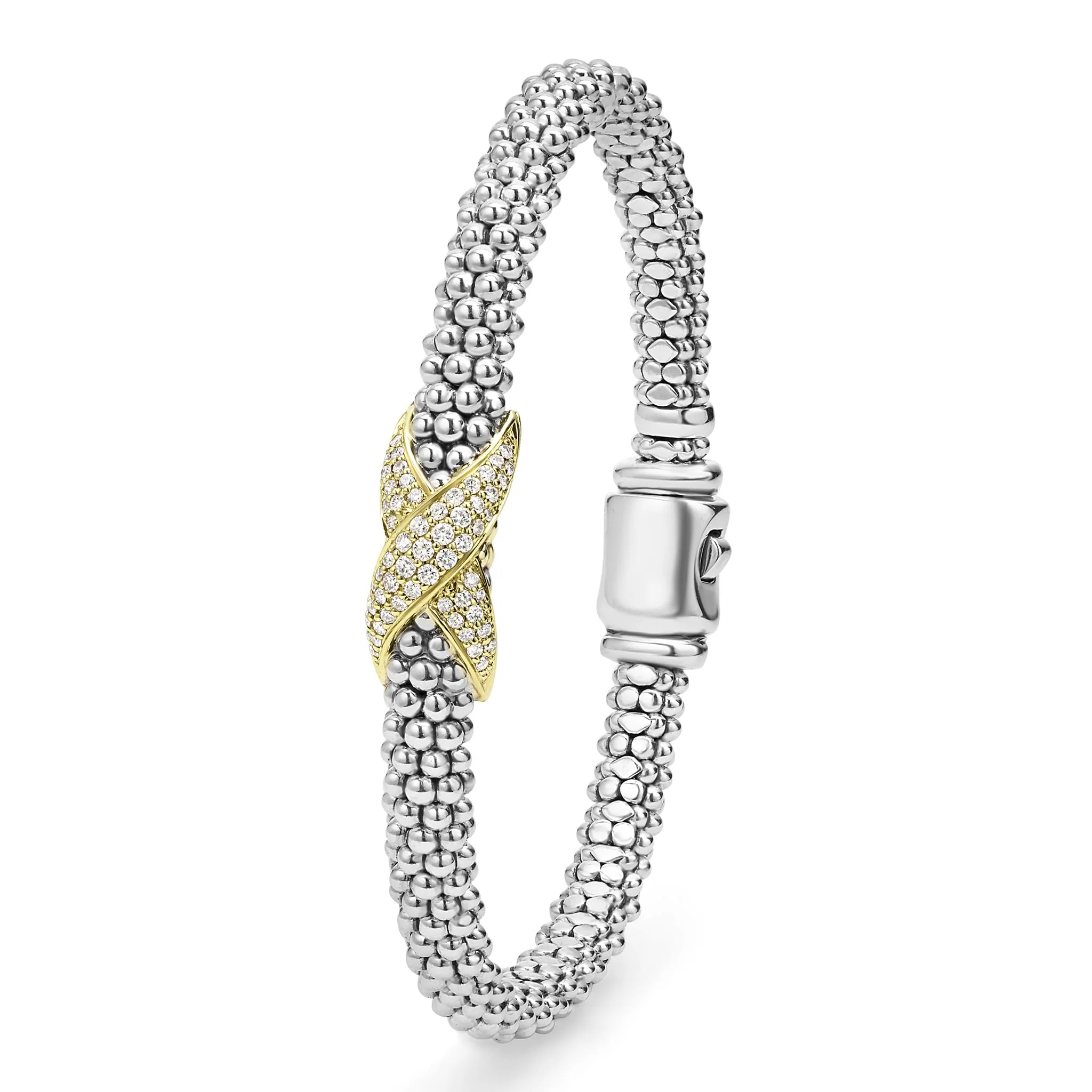 Embrace Two-Tone Diamond X Caviar Bracelet | 6mm - Image 4