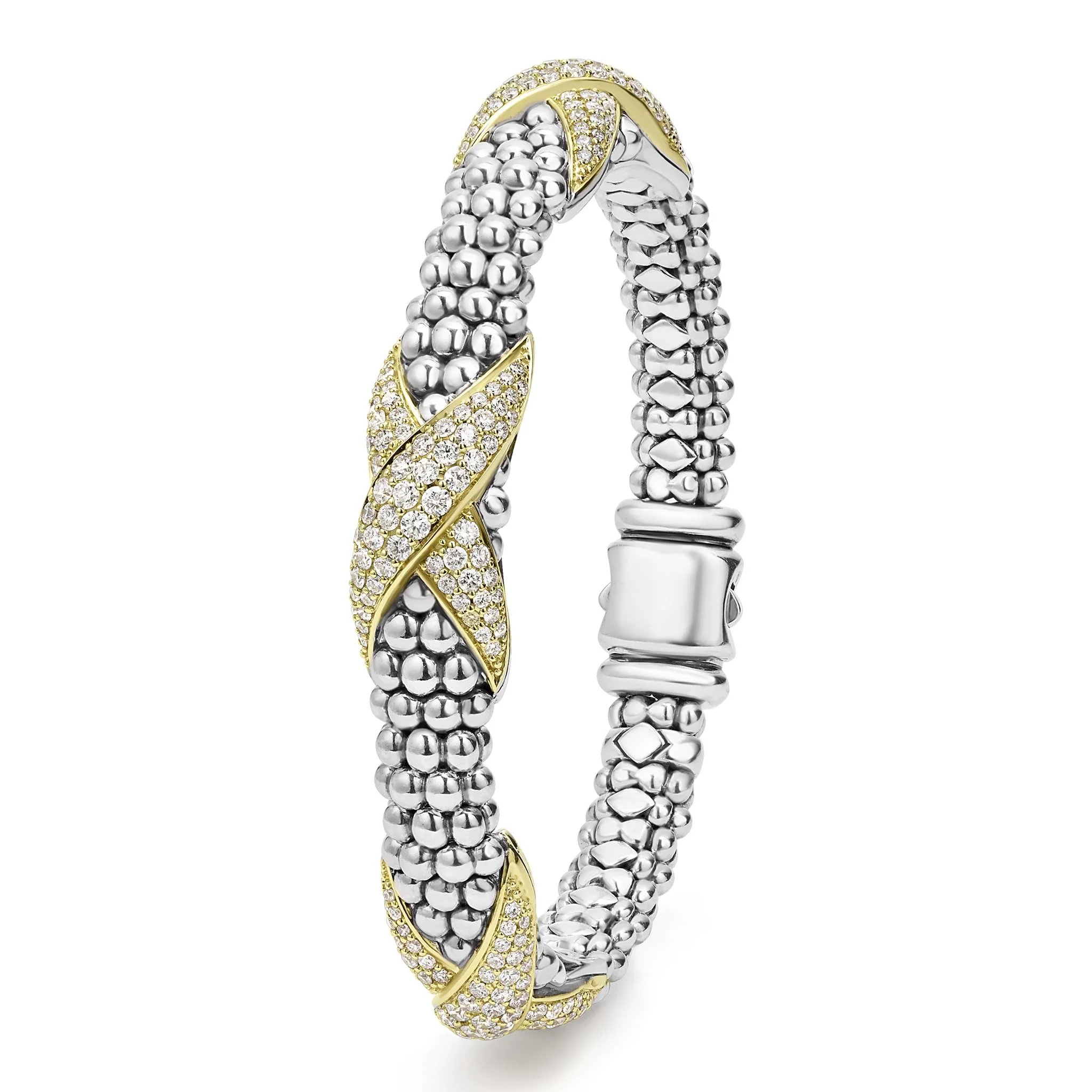 Embrace Three Station Diamond X Caviar Bracelet | 9mm - Image 4