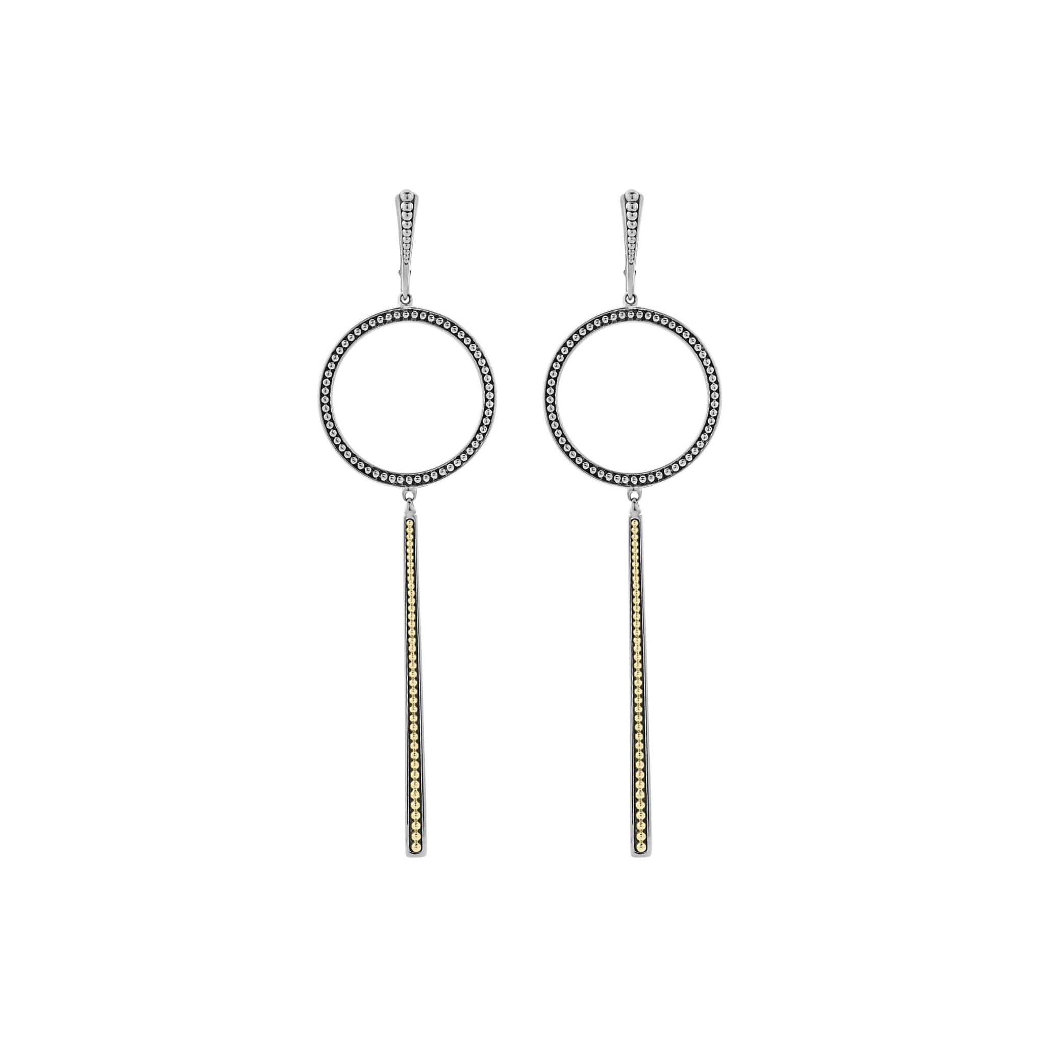 Enso Two-Tone Circle Linear Drop Earrings - Image 3