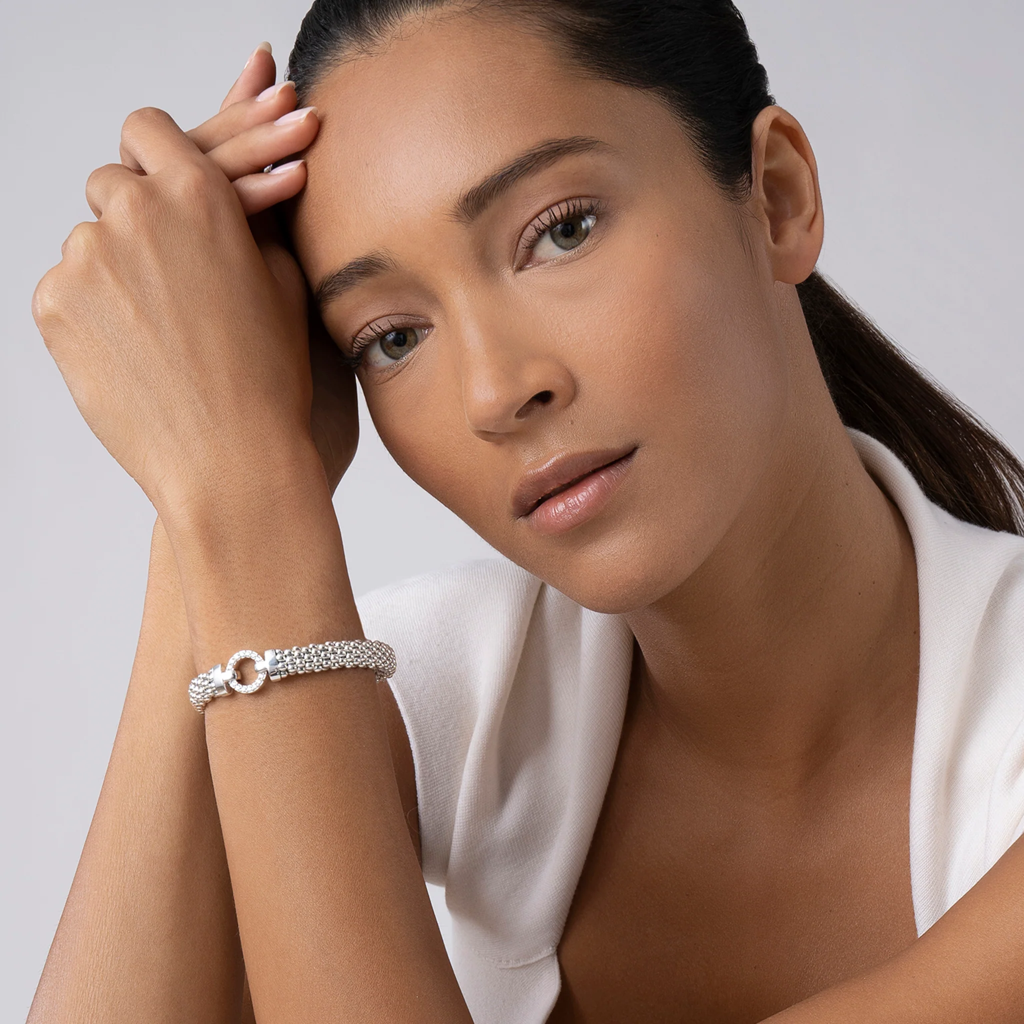 Enso Diamond Circle Caviar Bracelet | 9mm - Image 2