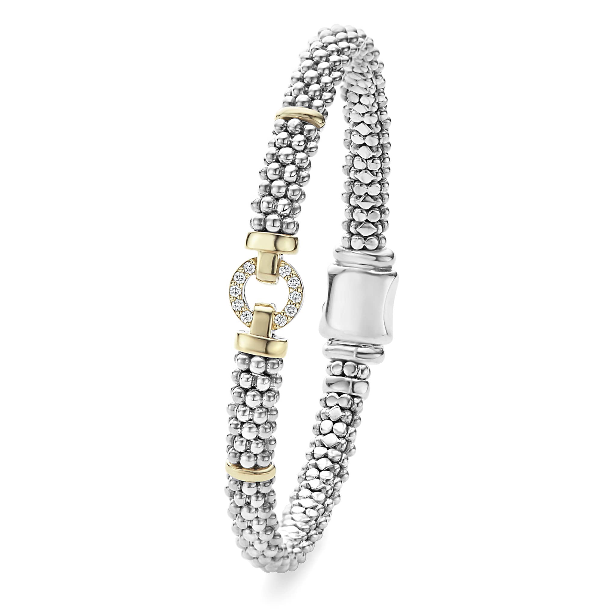 Enso Two-Tone Diamond Circle Caviar Bracelet | 6mm - Image 3