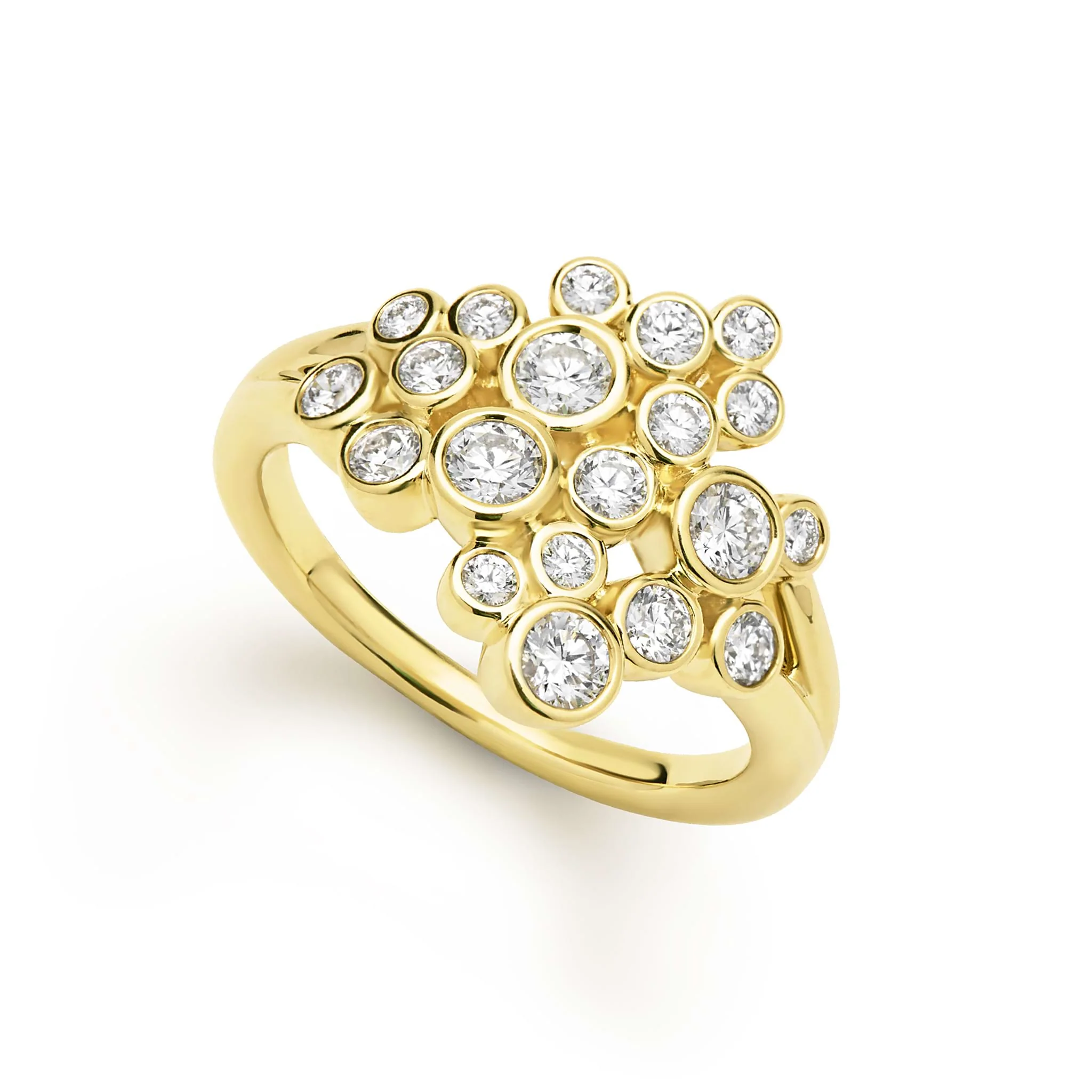 Fizz 18K Gold Large Cluster Diamond Ring
