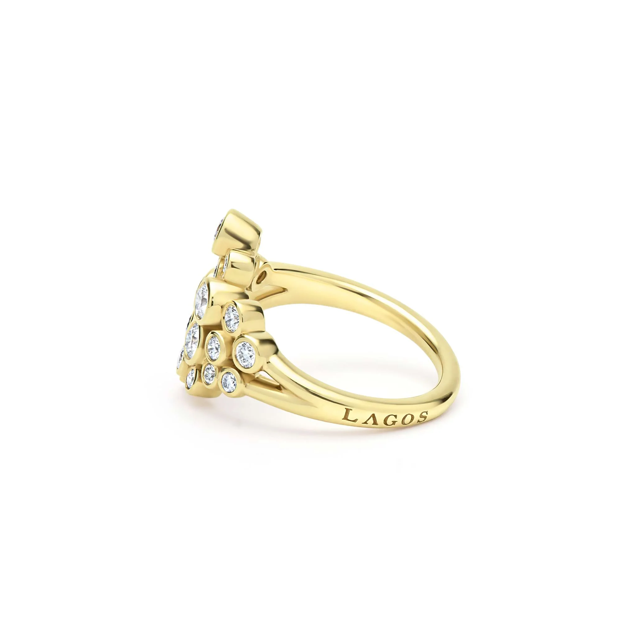 Fizz 18K Gold Large Cluster Diamond Ring - Image 4