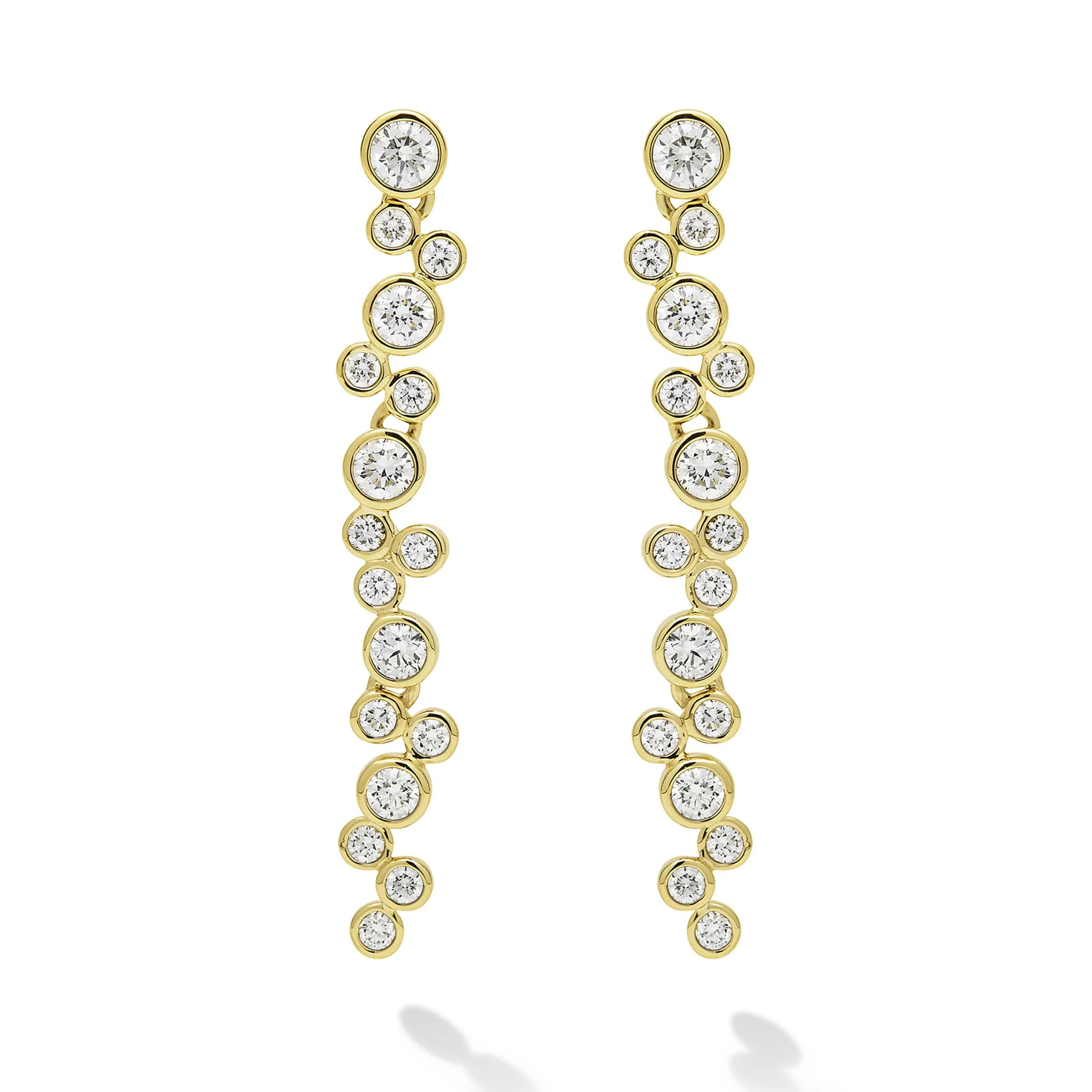 Fizz 18K Gold Seventeen Diamond Drop Linear Earrings - Image 3
