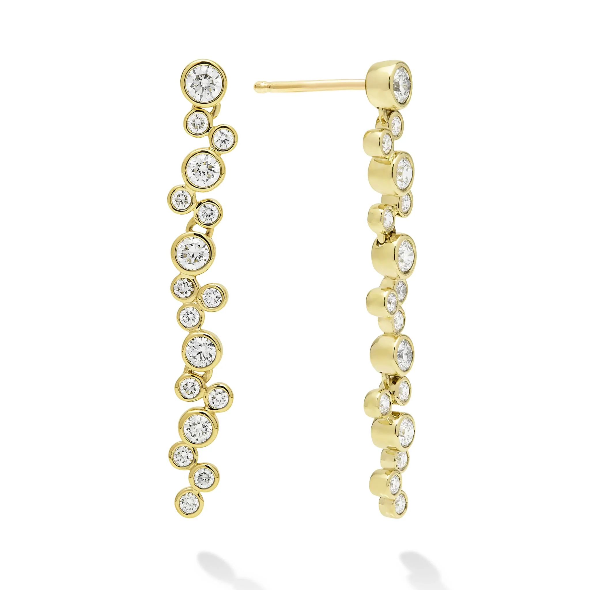 Fizz 18K Gold Seventeen Diamond Drop Linear Earrings - Image 4