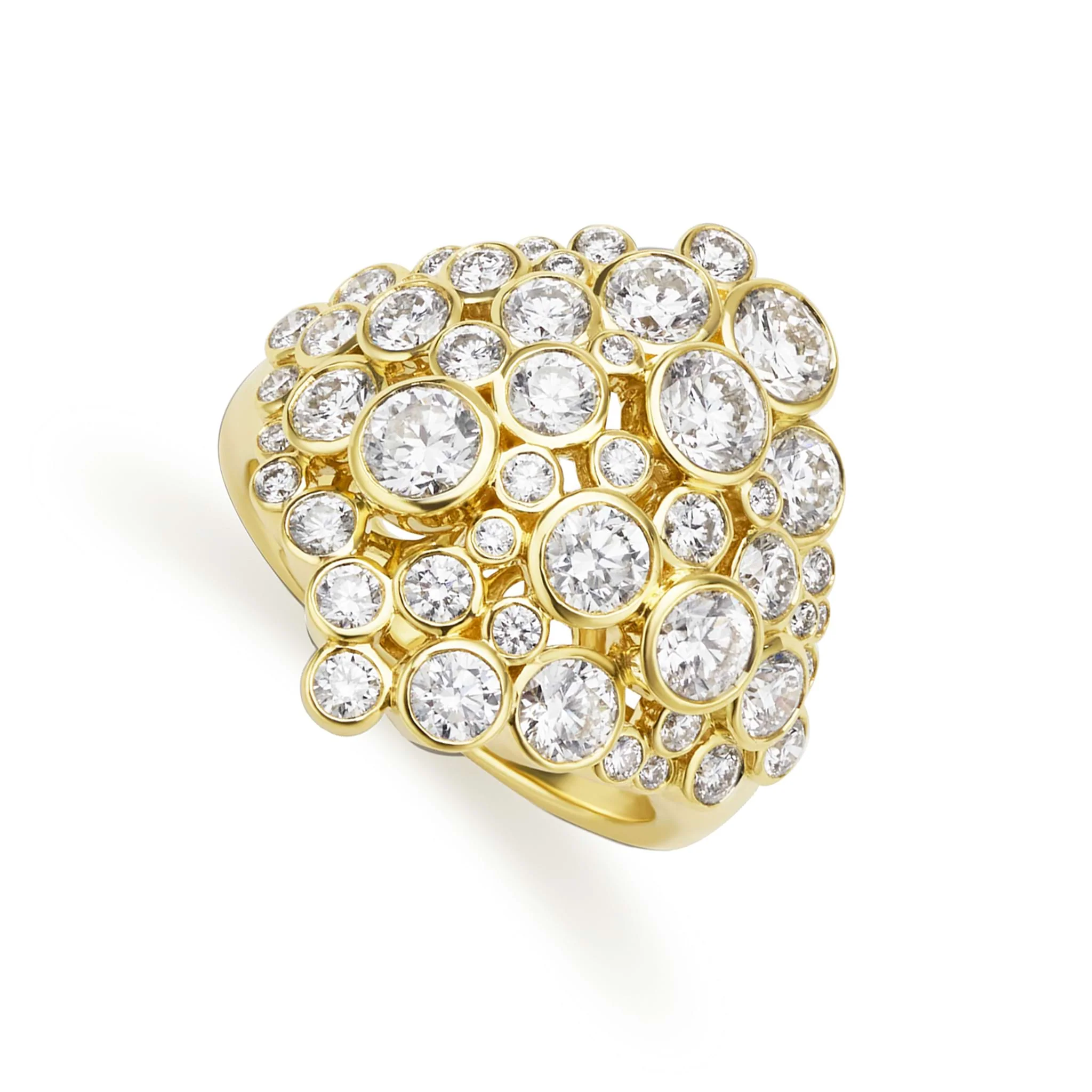 Fizz 18K Gold Cluster Diamond Statement Ring