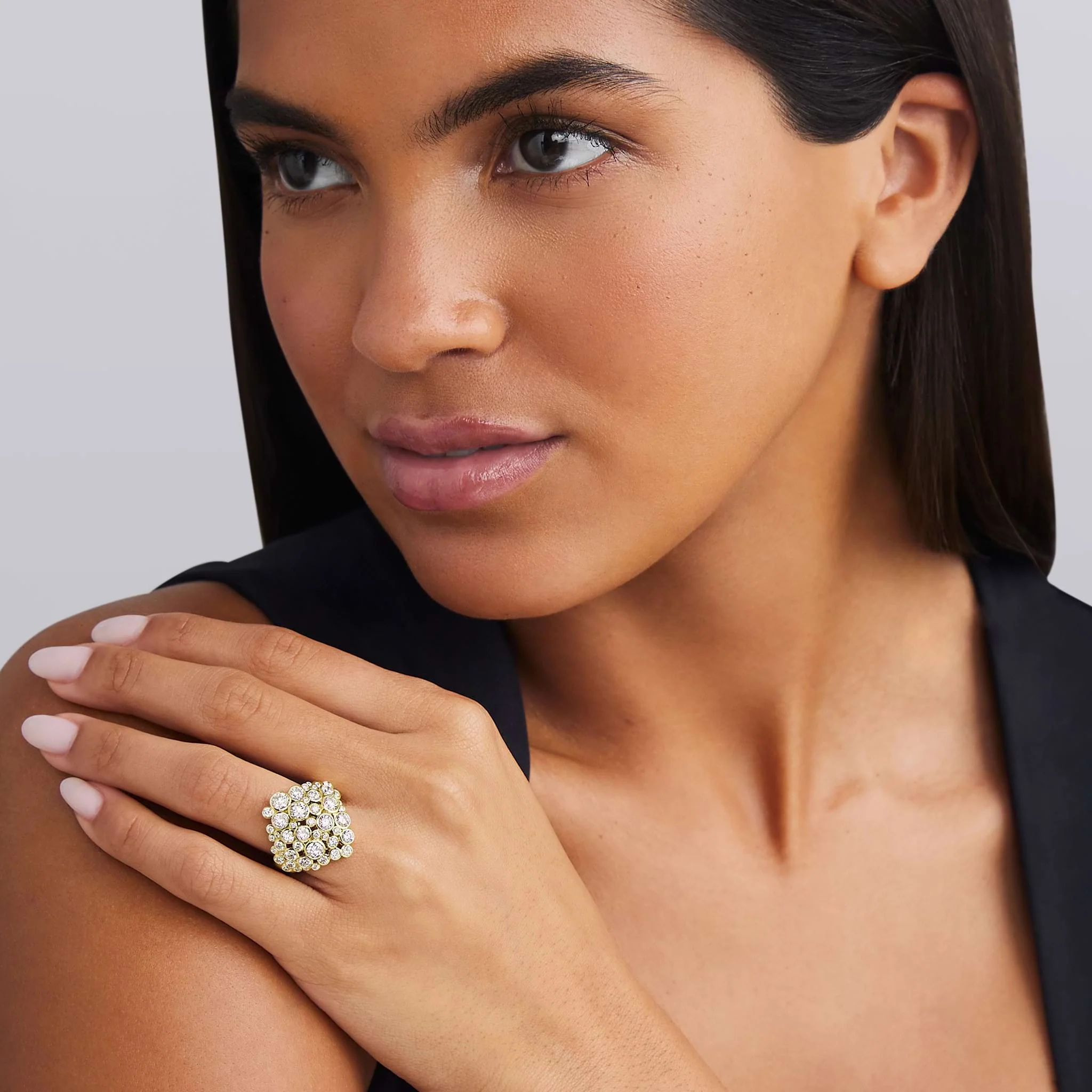 Fizz 18K Gold Cluster Diamond Statement Ring - Image 2