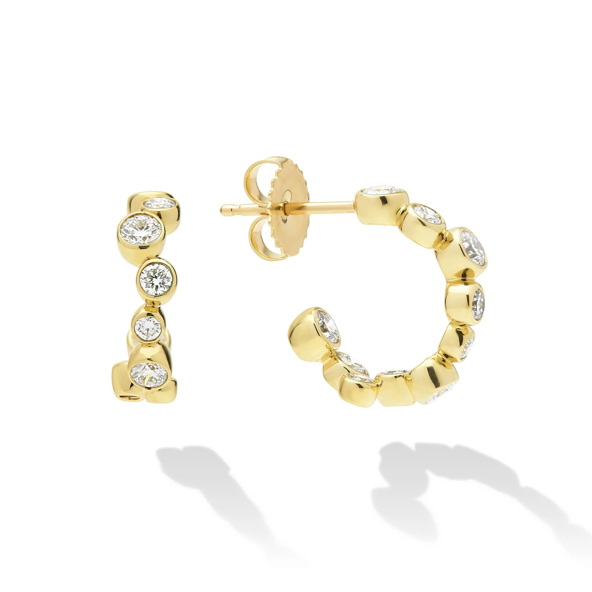 Fizz 18K Gold Diamond Huggie Earrings