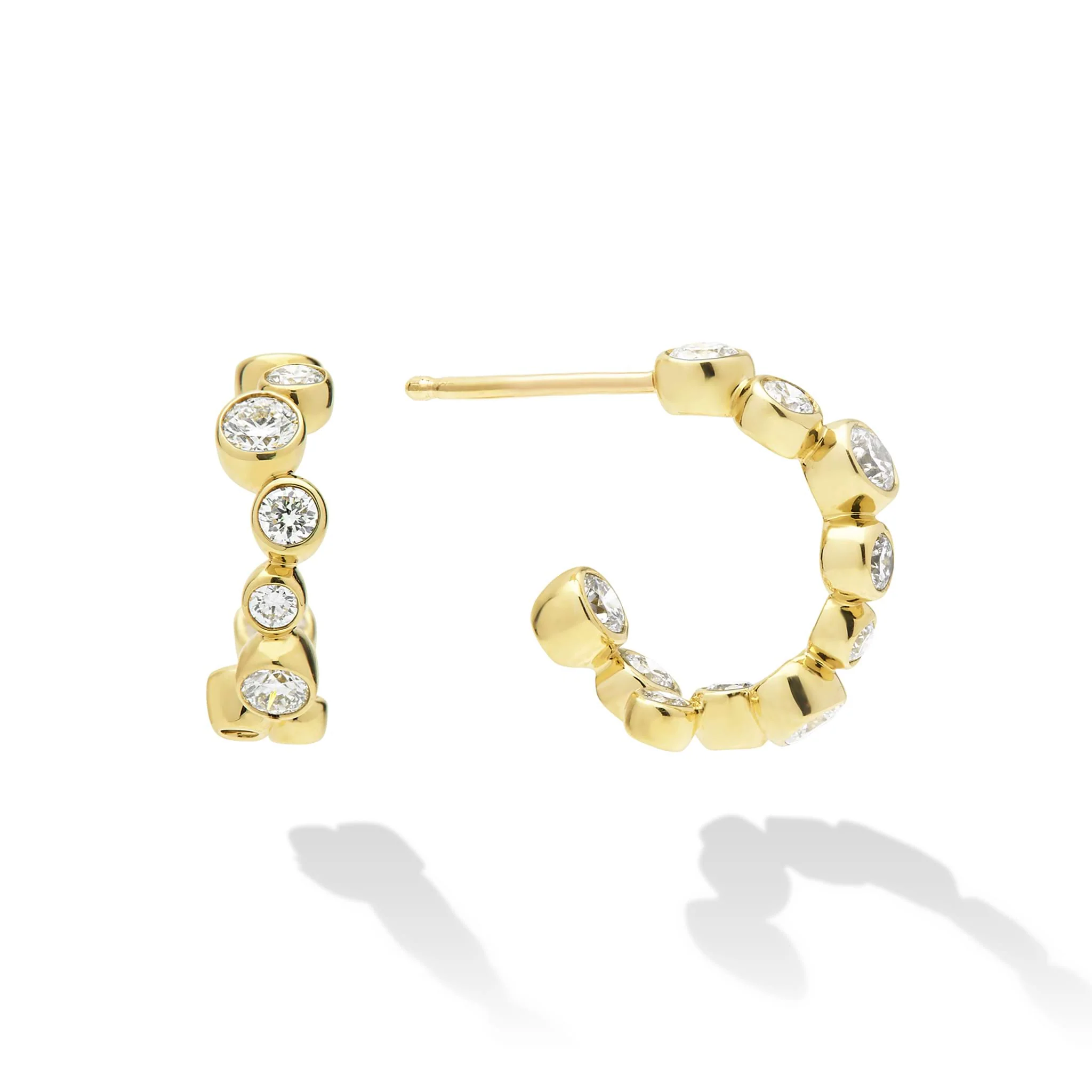 Fizz 18K Gold Diamond Huggie Earrings - Image 4