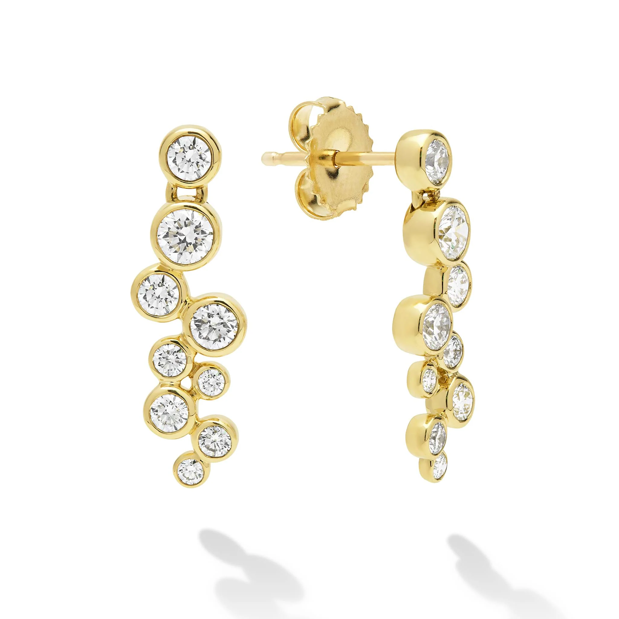 Fizz 18K Gold Nine Diamond Linear Earrings
