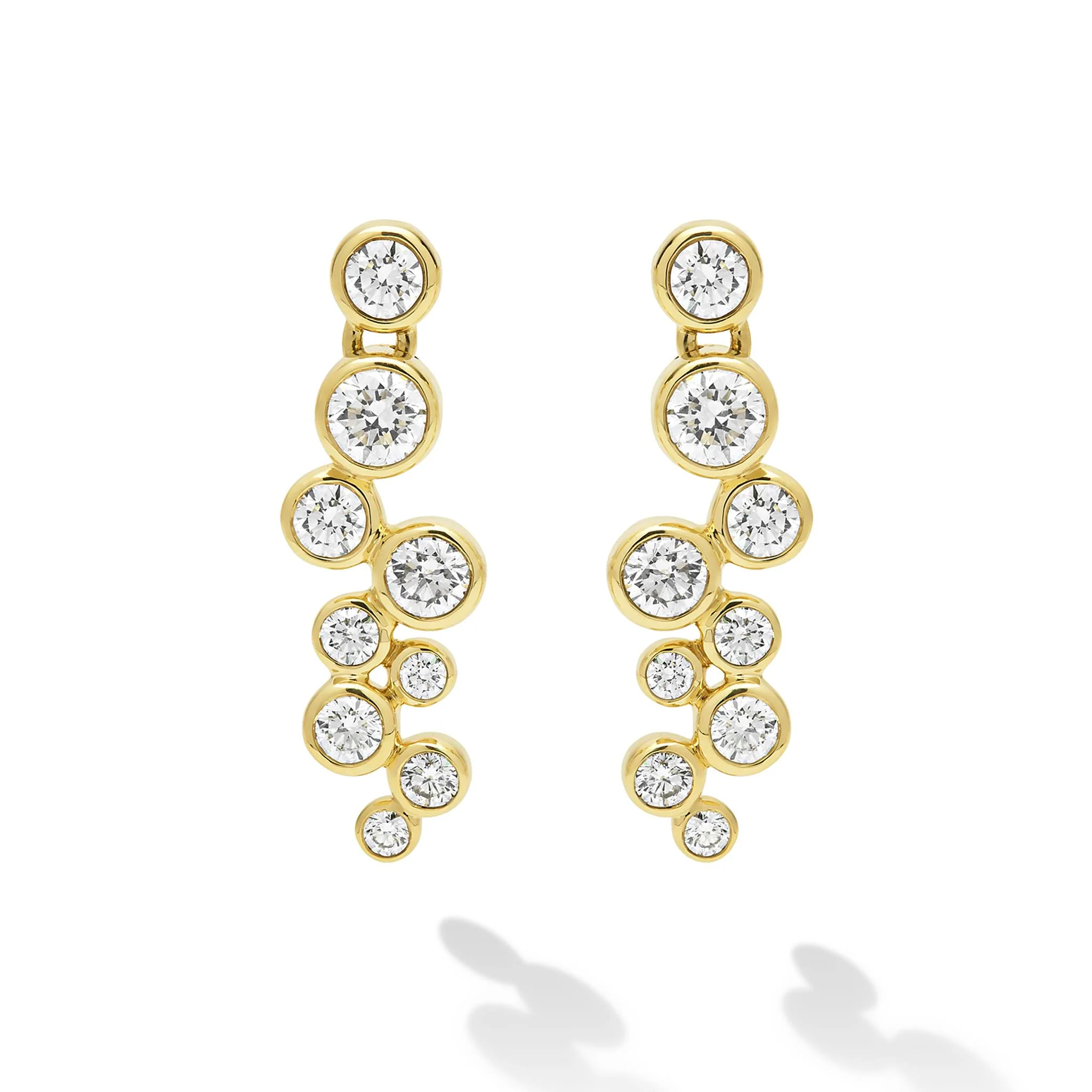 Fizz 18K Gold Nine Diamond Linear Earrings - Image 3