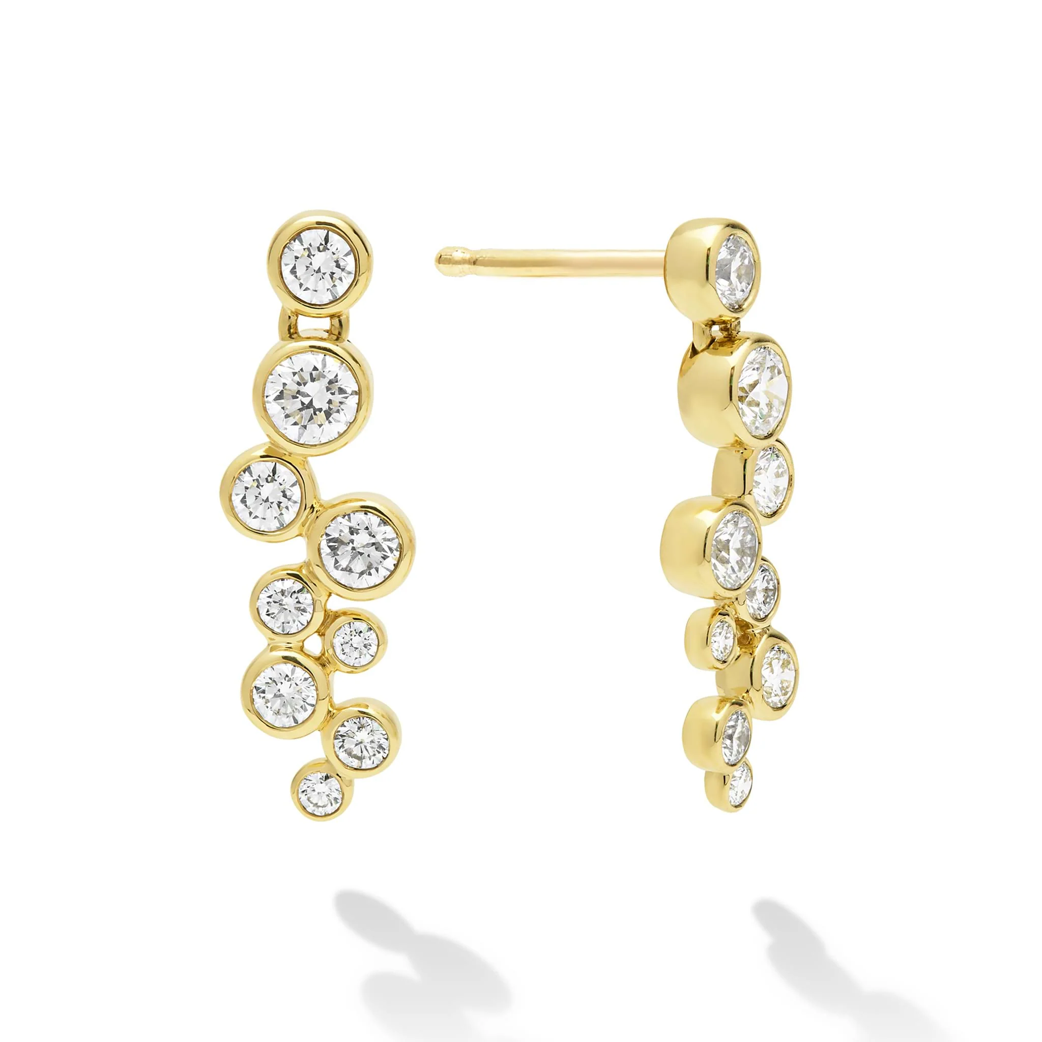 Fizz 18K Gold Nine Diamond Linear Earrings - Image 4