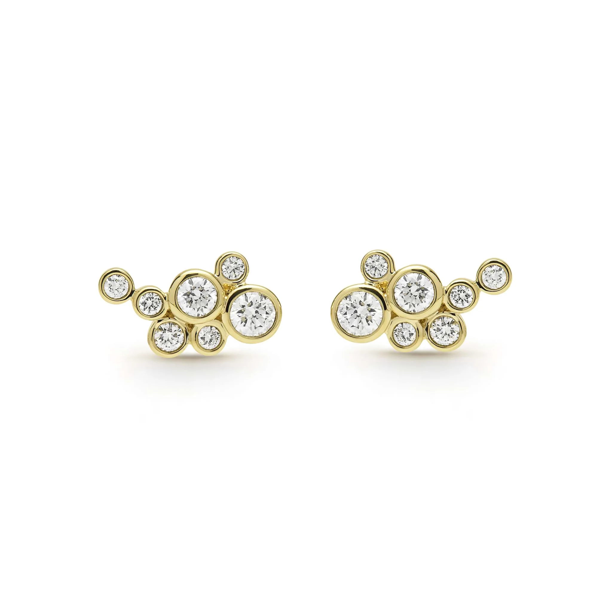 Fizz 18K Gold Seven Diamond Cluster Stud Earrings - Image 3