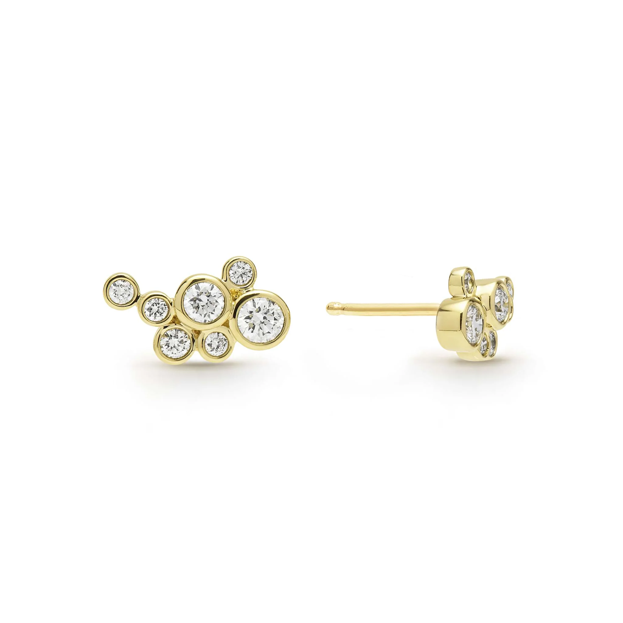 Fizz 18K Gold Seven Diamond Cluster Stud Earrings - Image 4