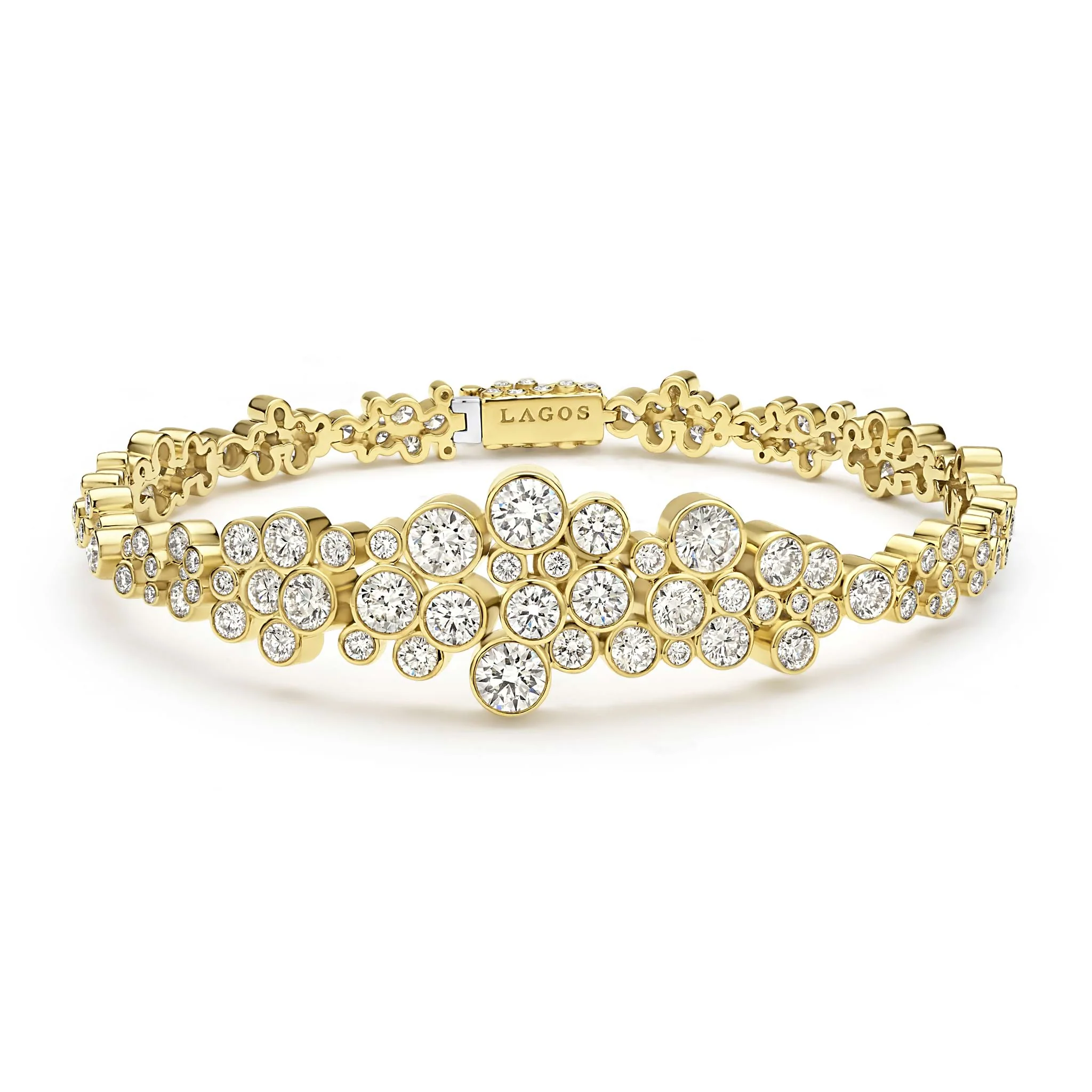Fizz 18K Gold Cluster Diamond Statement Bracelet