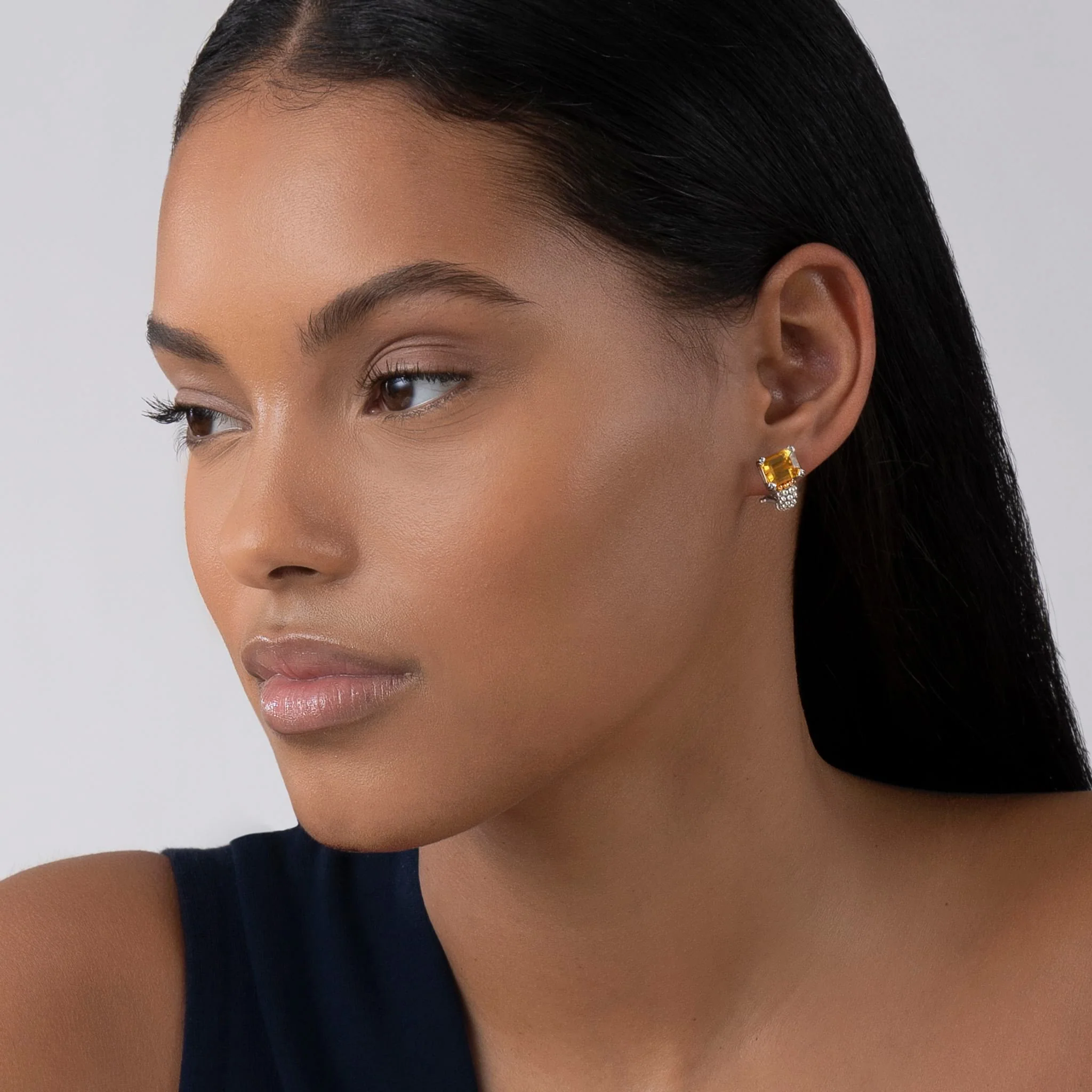 Glacier Medium Citrine Huggie Earring - Image 2
