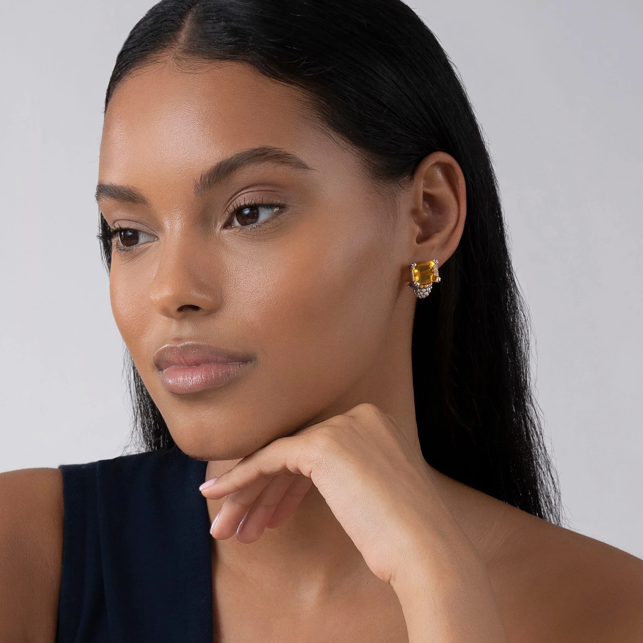 Glacier Large Citrine Huggie Earrings - Image 2