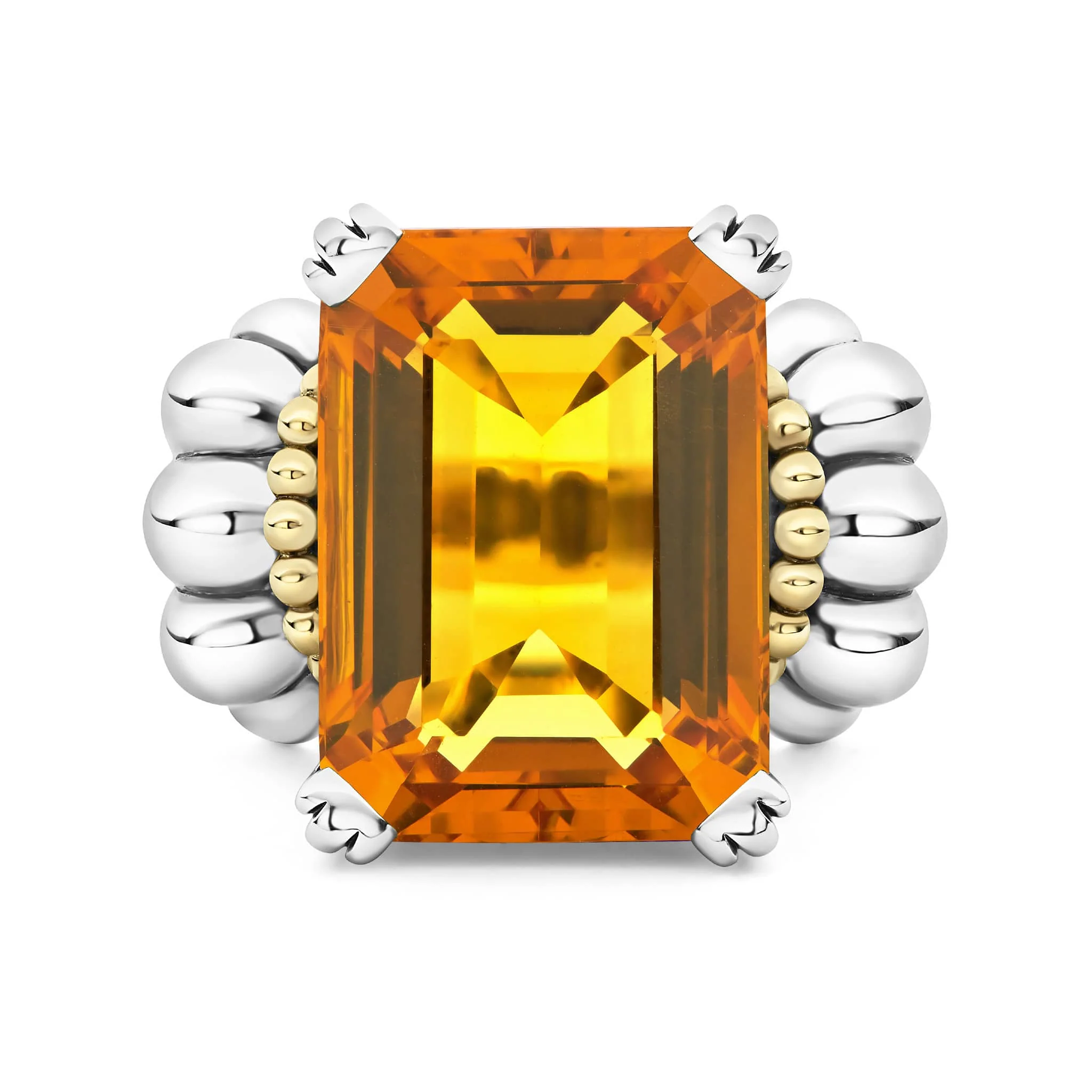 Glacier Extra Large Emerald-Cut Citrine Ring - Image 3