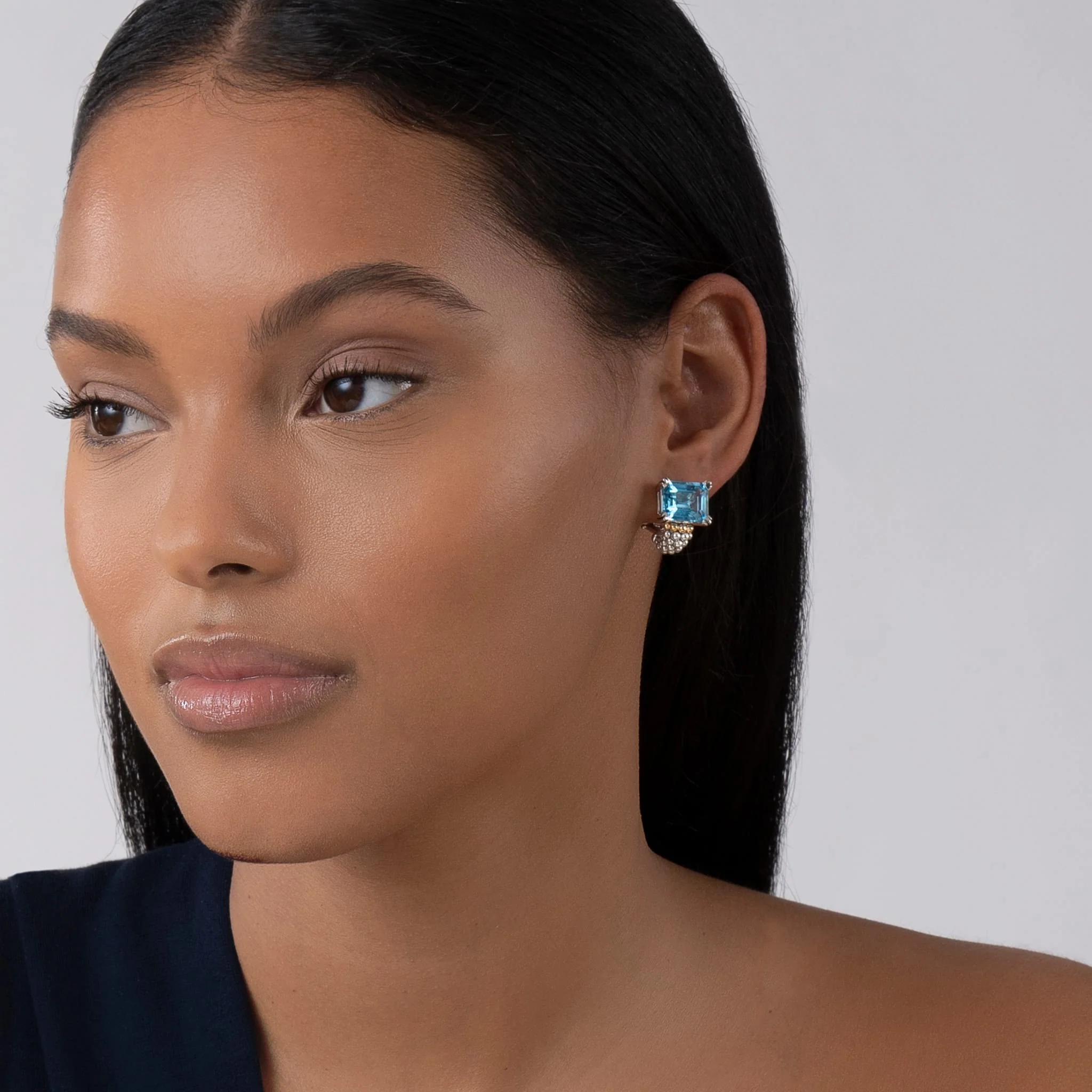 Glacier Large Swiss Blue Topaz Huggie Earrings - Image 2
