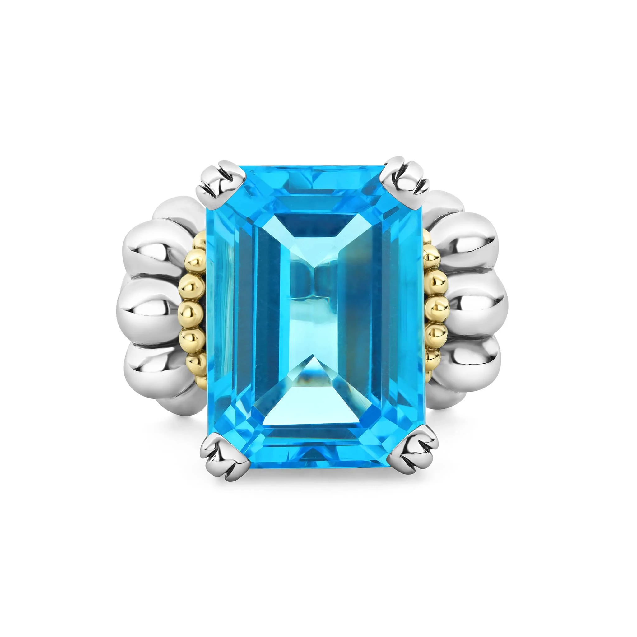 Glacier Large Emerald-Cut Swiss Blue Topaz Ring - Image 3