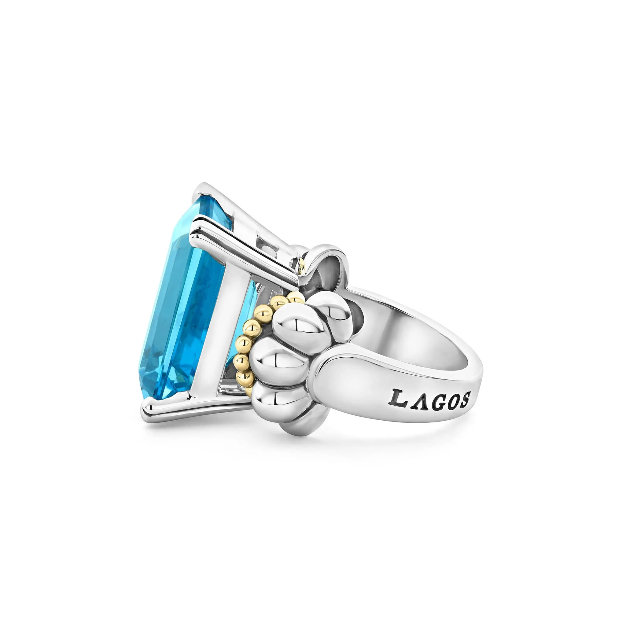 Glacier Large Emerald-Cut Swiss Blue Topaz Ring - Image 4
