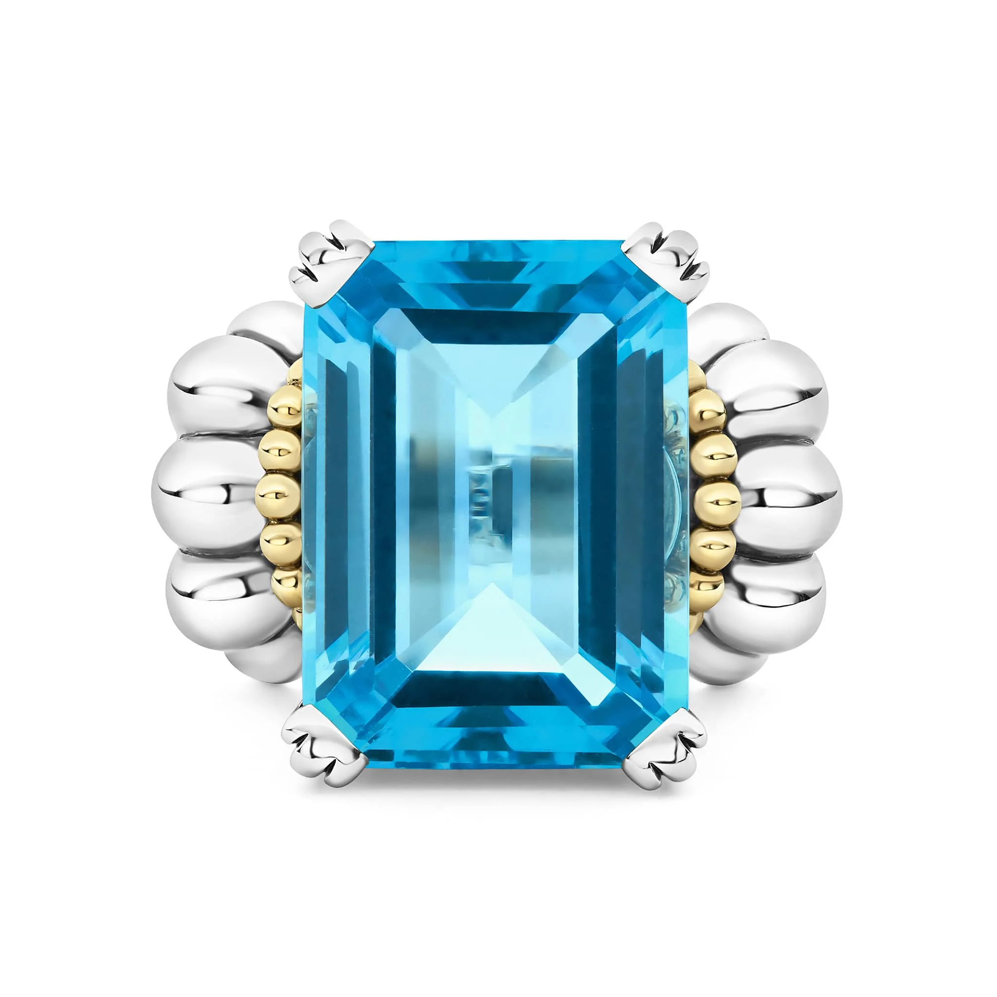 Glacier Extra Large Emerald-Cut Swiss Blue Topaz Ring - Image 3