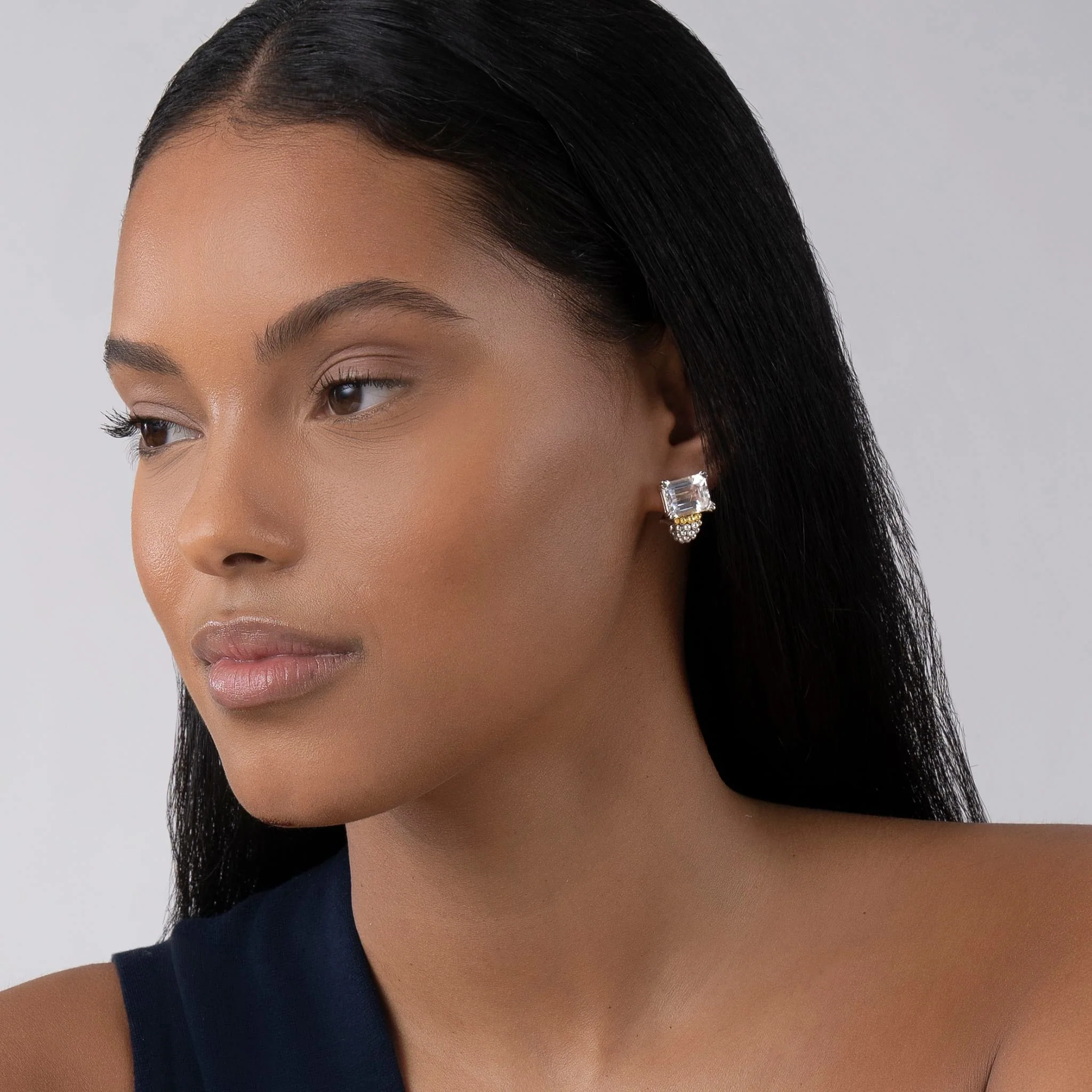 Glacier Large White Topaz Huggie Earrings - Image 2