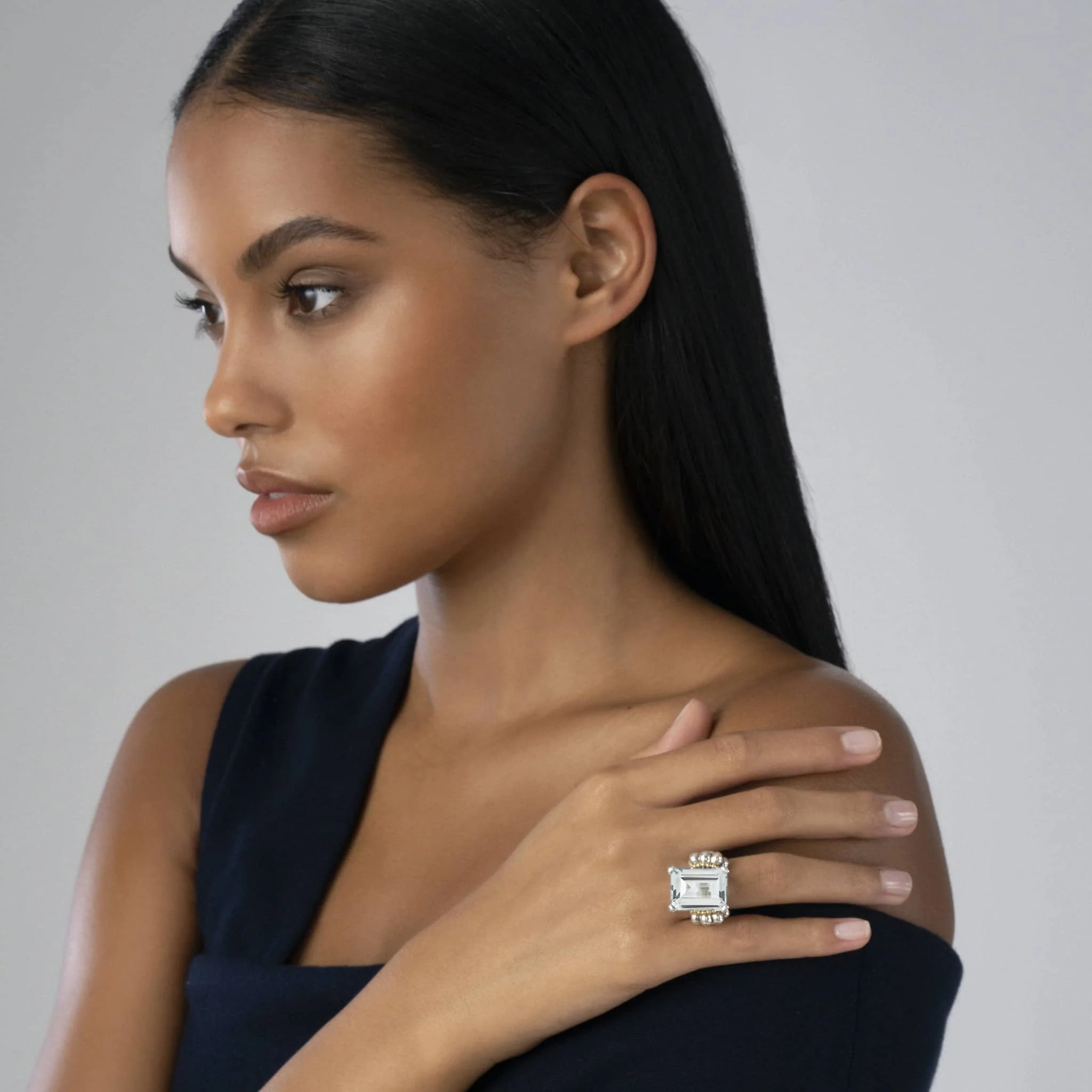 Glacier Large Emerald-Cut White Topaz Ring - Image 2