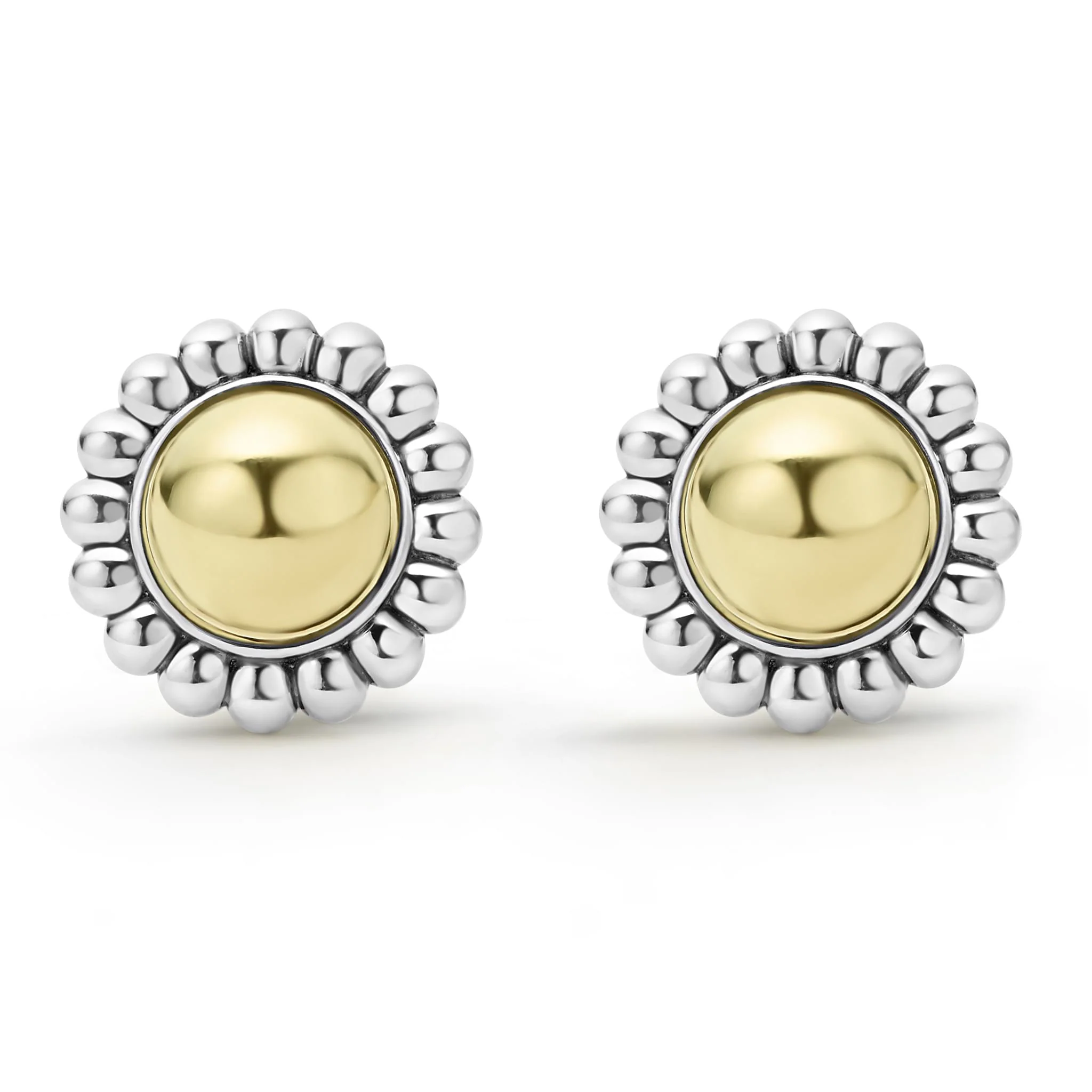 High Bar Two-Tone Caviar Omega Clip Earrings - Image 3