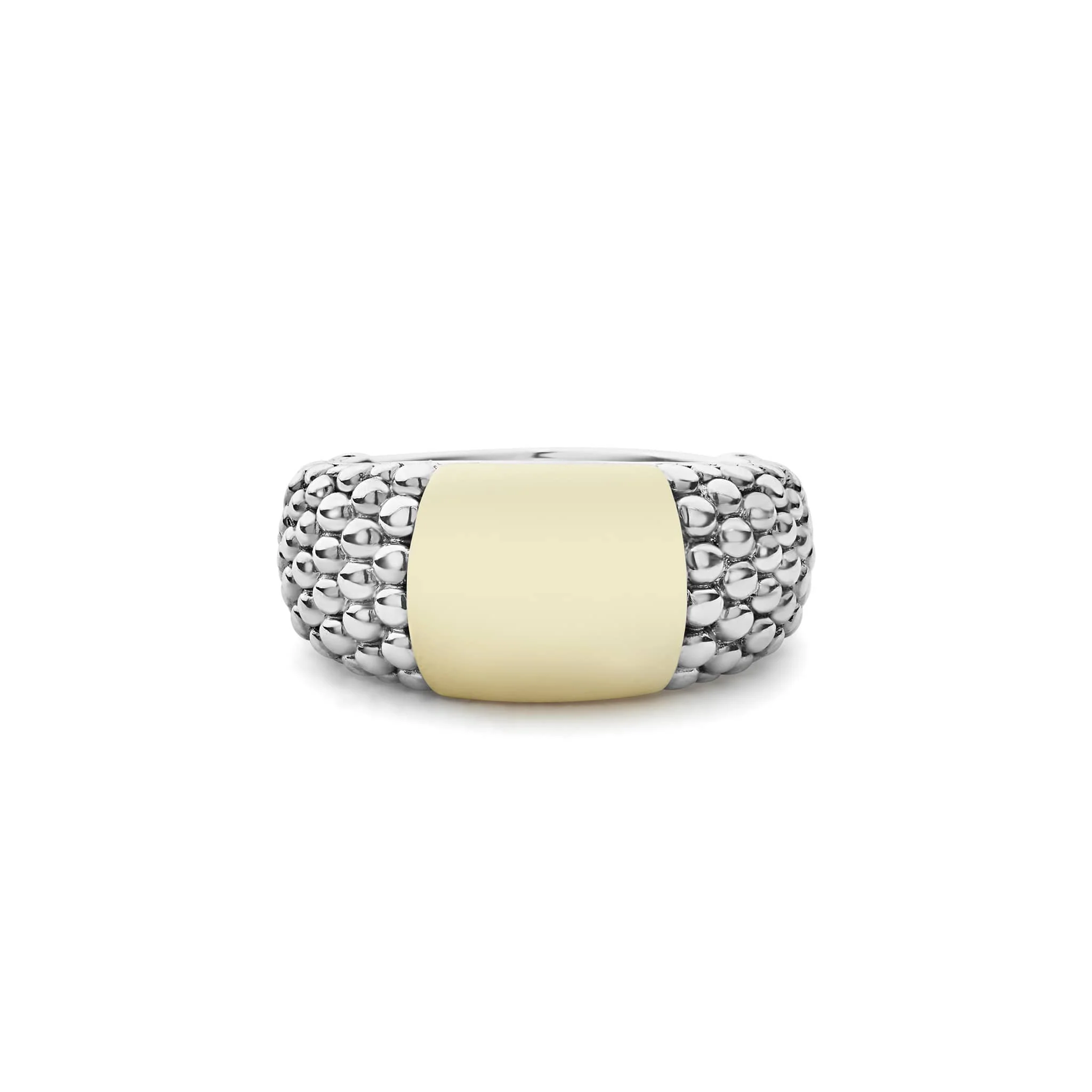 High Bar Two-Tone Station Caviar Ring - Image 3