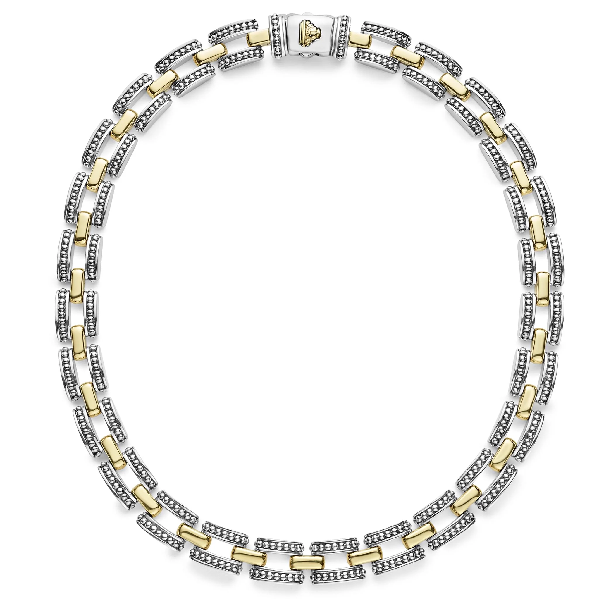 High Bar Two-Tone Caviar Link Necklace - Image 3
